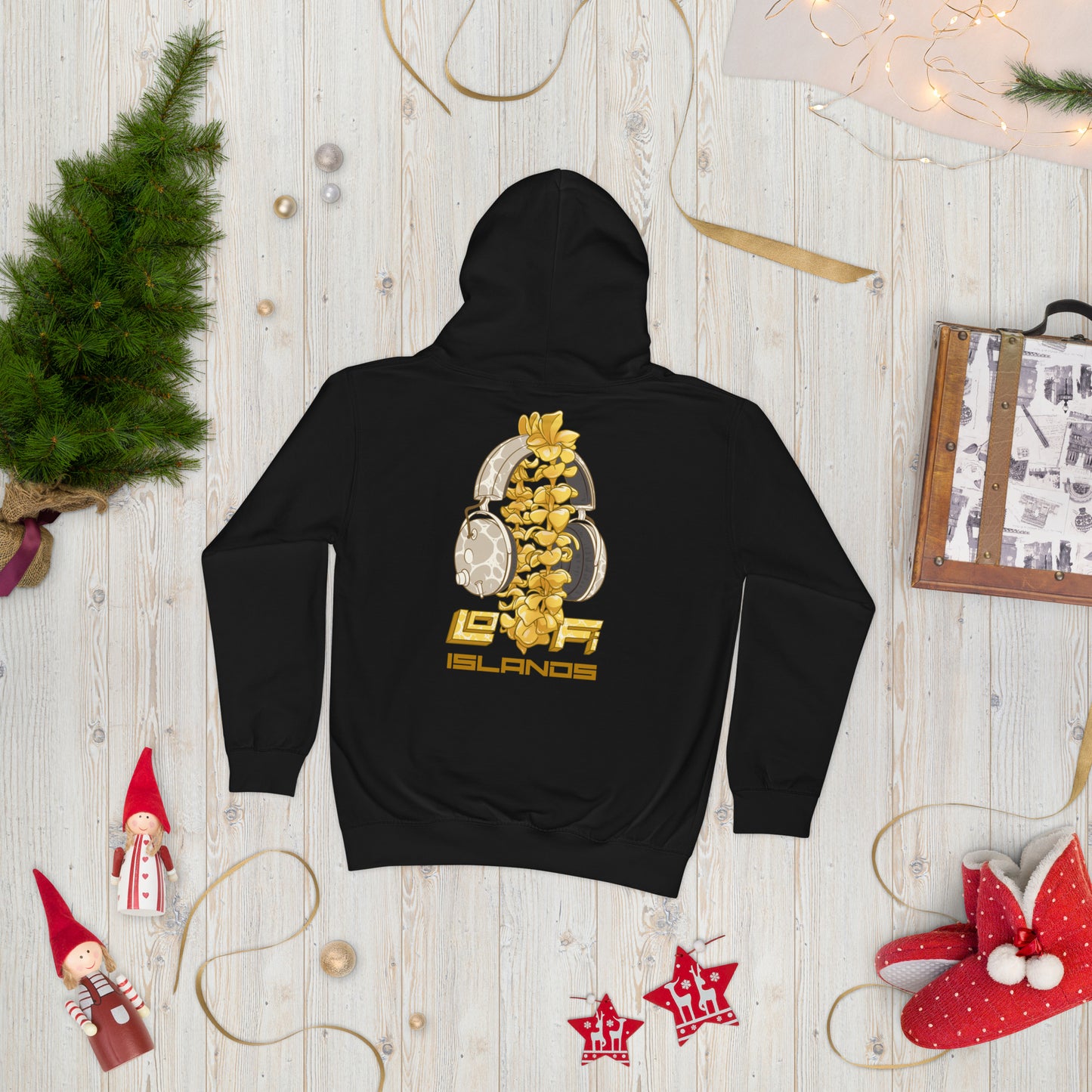 Lo-Fi Headphones Gold Lei Kids Hoodie