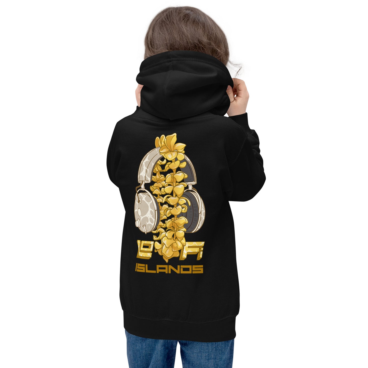 Lo-Fi Headphones Gold Lei Kids Hoodie