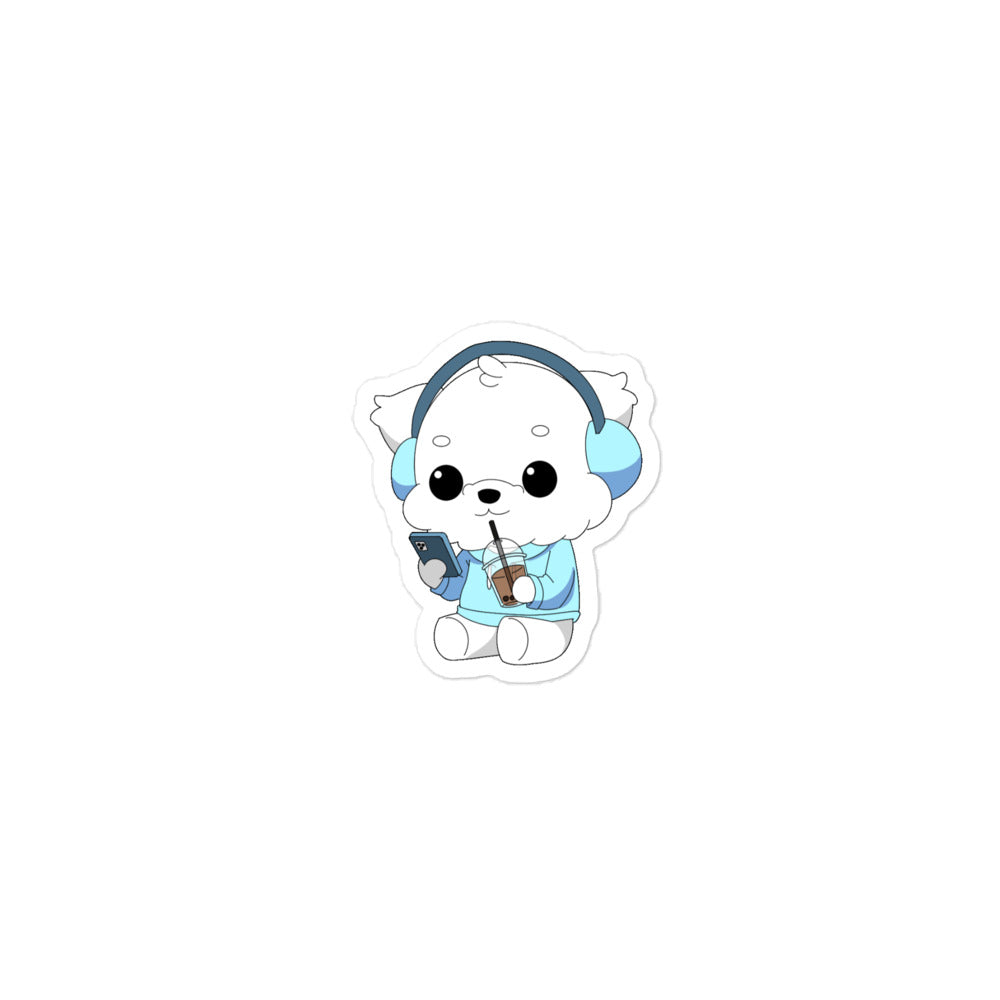 Lo-Fi Puppy Boba Tea Bubble-Free Stickers