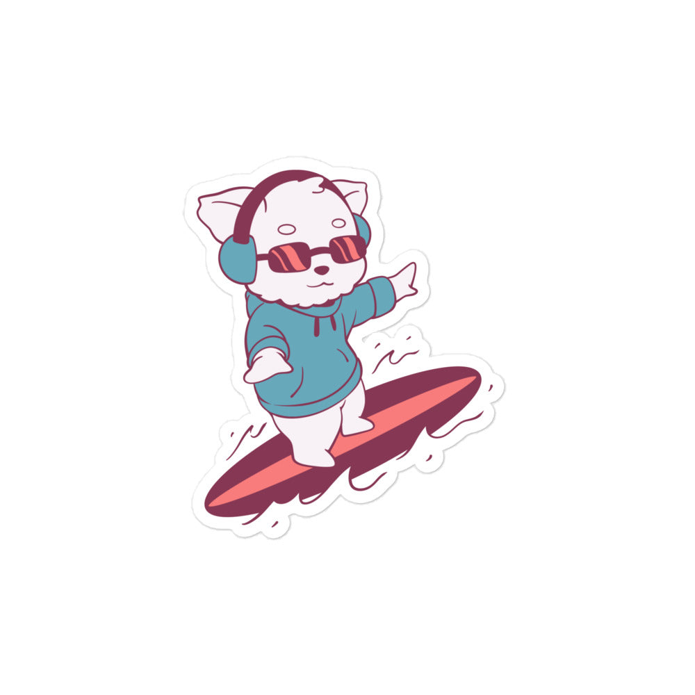 Lo-Fi Puppy Surfing Bubble-Free Stickers