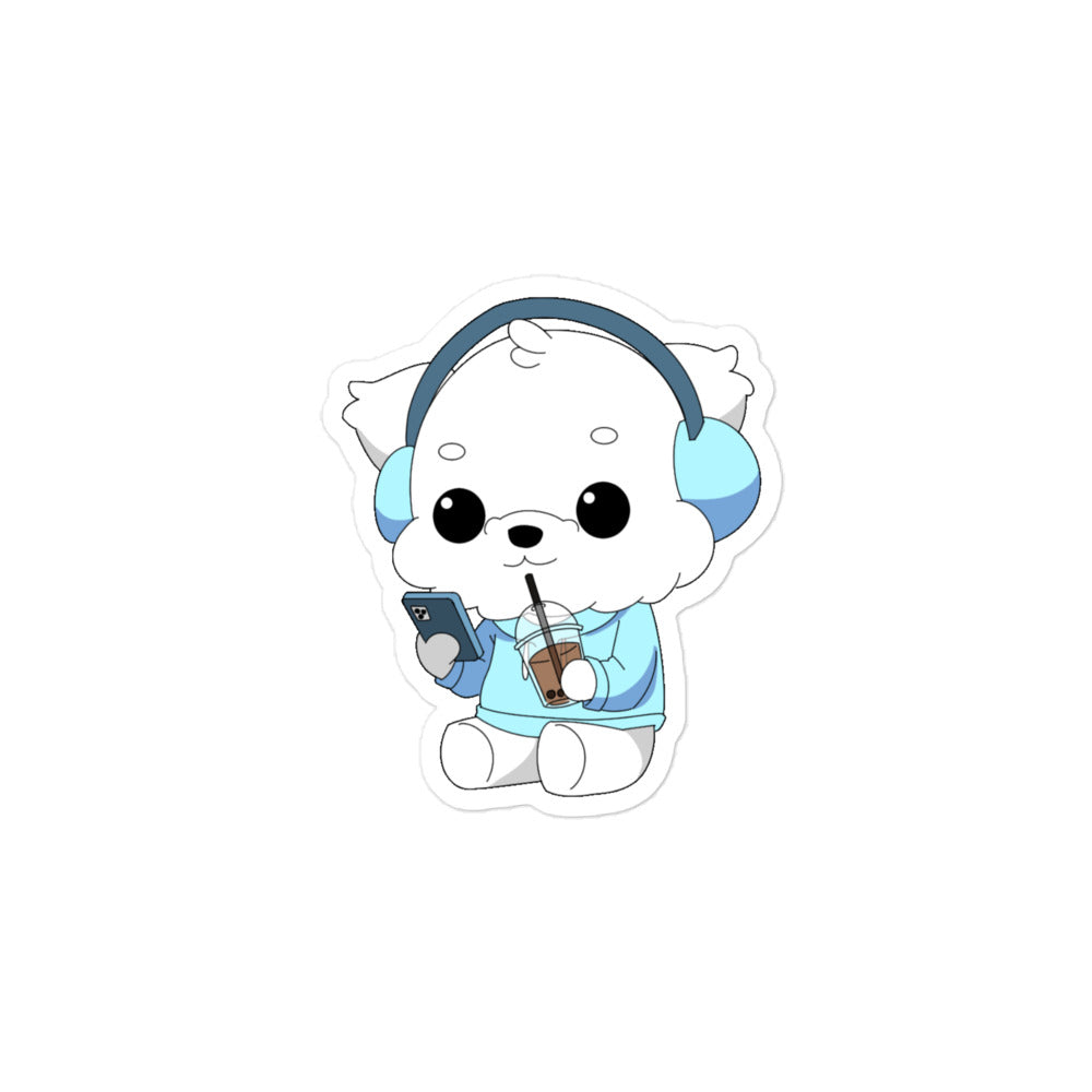 Lo-Fi Puppy Boba Tea Bubble-Free Stickers