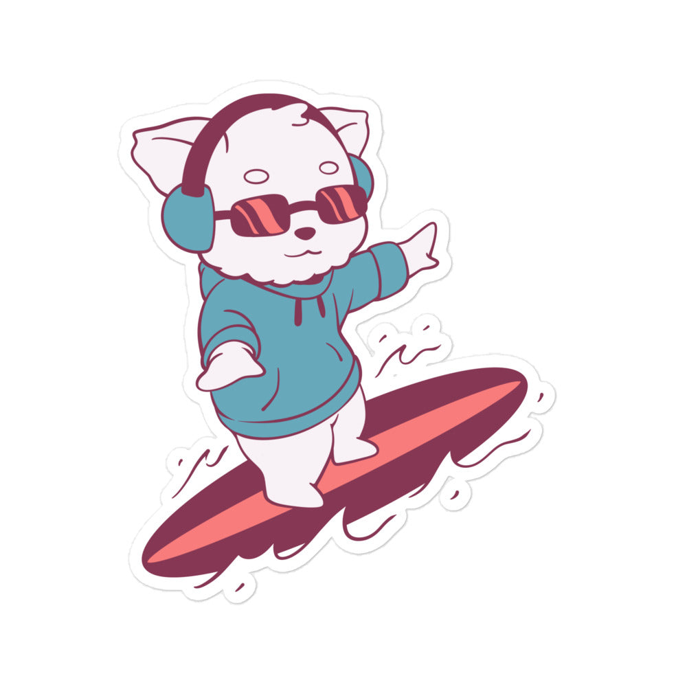 Lo-Fi Puppy Surfing Bubble-Free Stickers