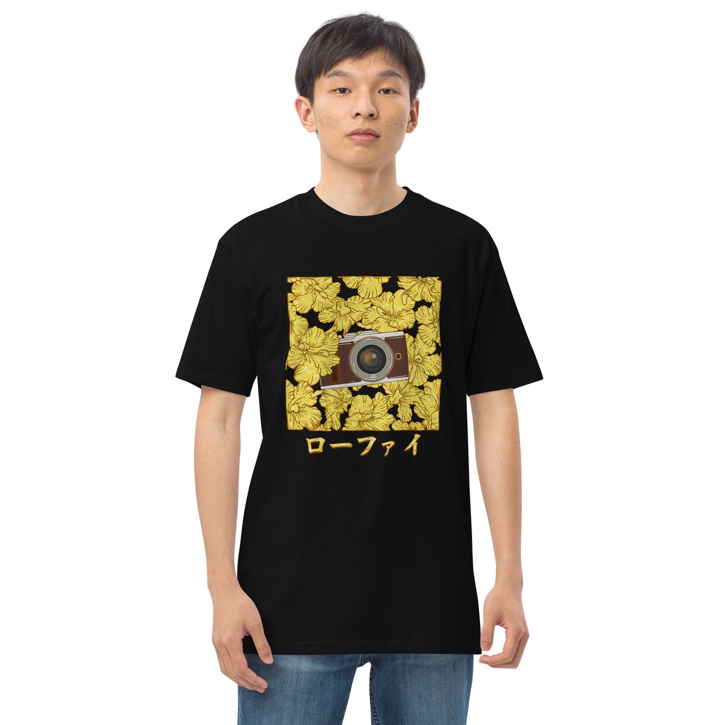Lo-Fi Gold Hibiscus Men’s Premium Heavyweight Tee