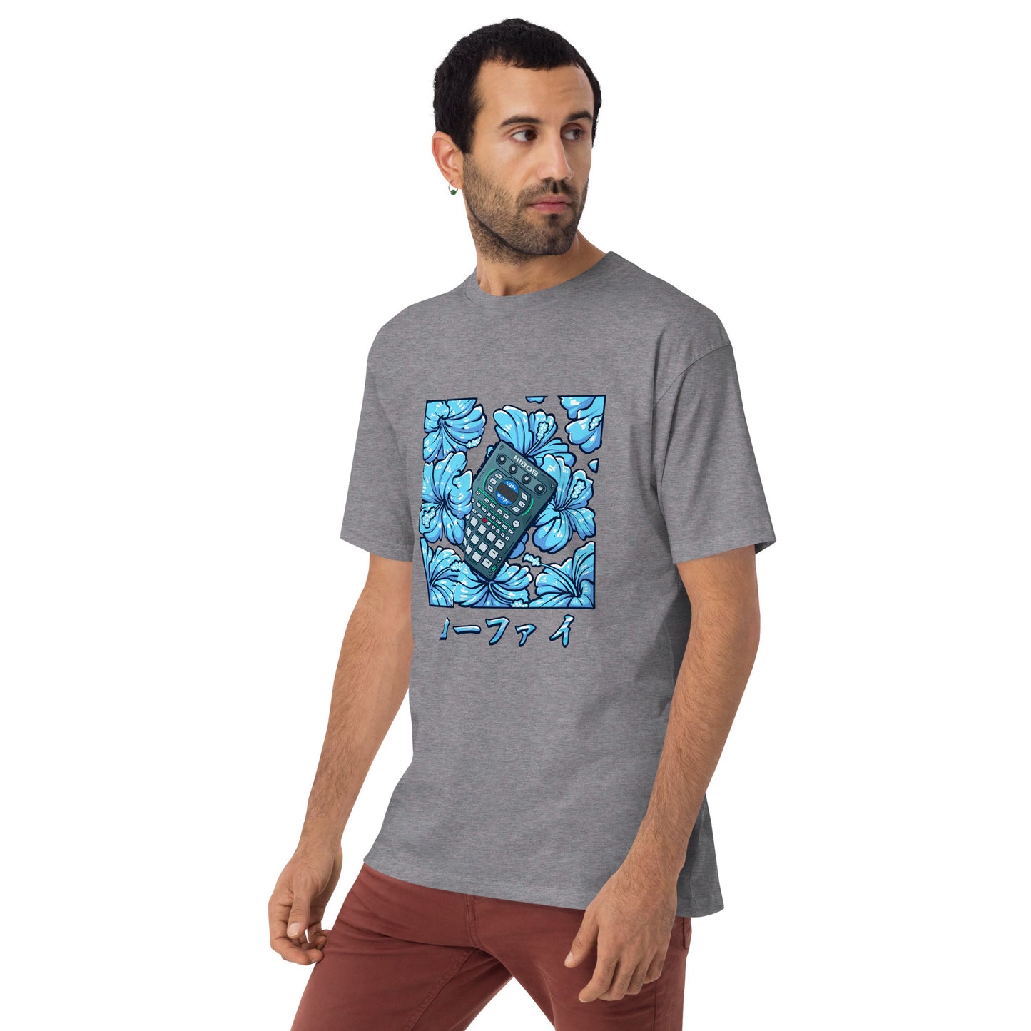 Blue Hibiscus Remix Men’s Premium Heavyweight Tee