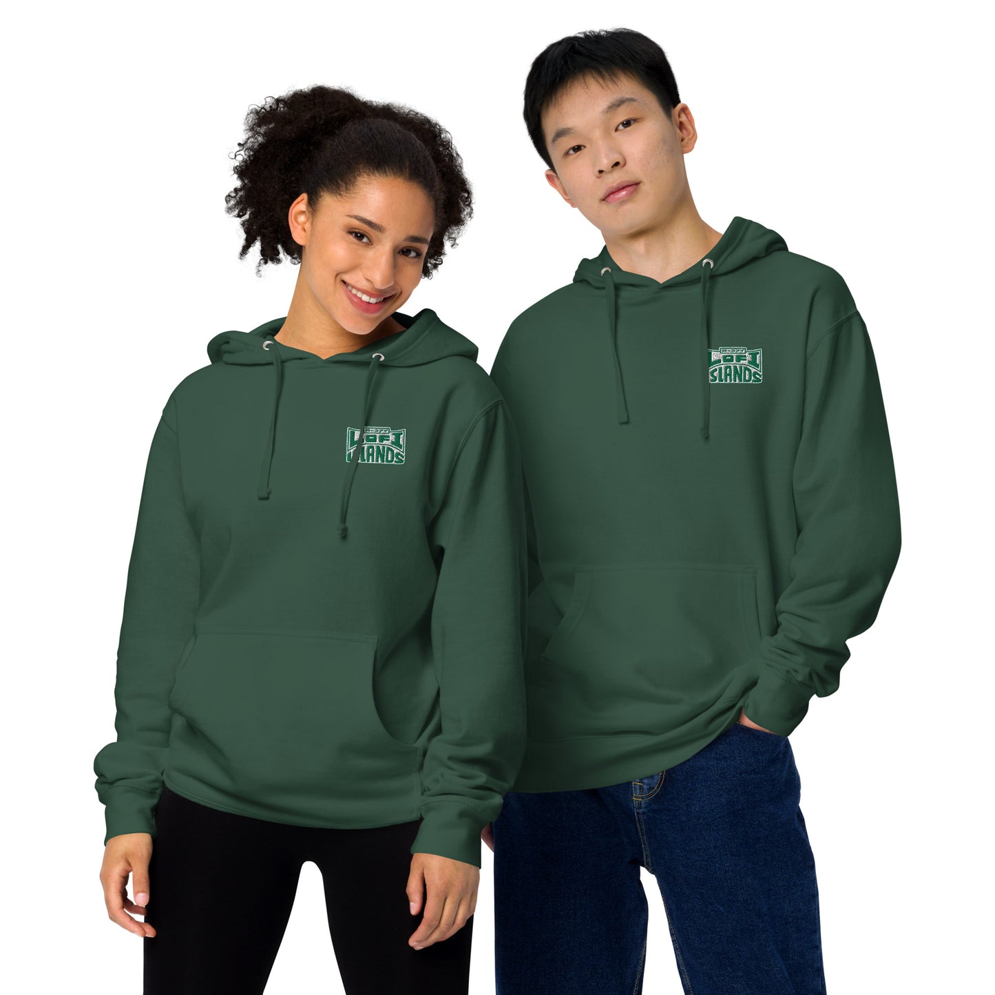Lo-Fi Islands Lei Unisex Green Midweight Hoodie
