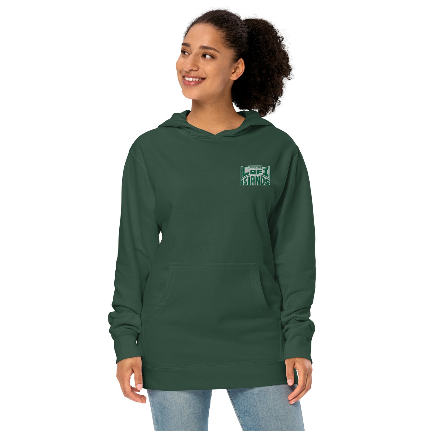 Lo-Fi Islands Lei Unisex Green Midweight Hoodie