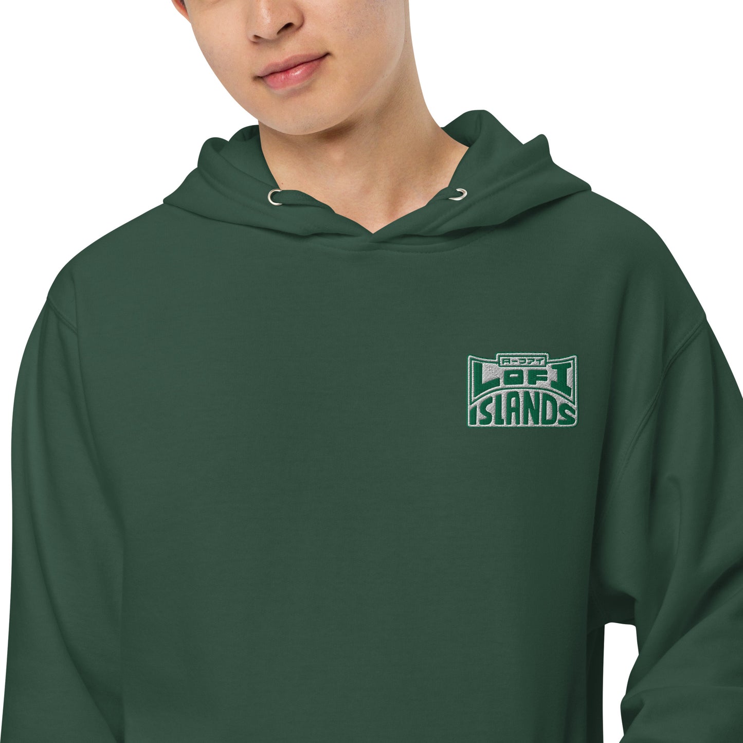 Lo-Fi Islands Lei Unisex Green Midweight Hoodie