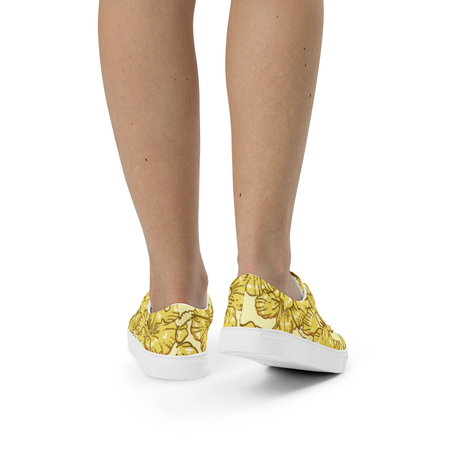 Gold Hibiscus Women’s Lace-Up Shoes