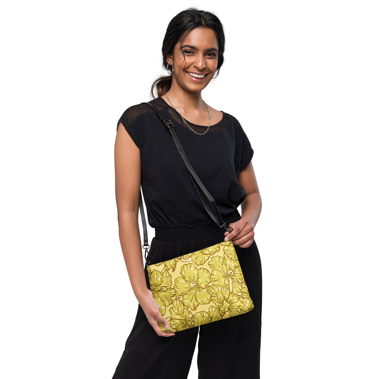 Gold Hibiscus Crossbody Bag