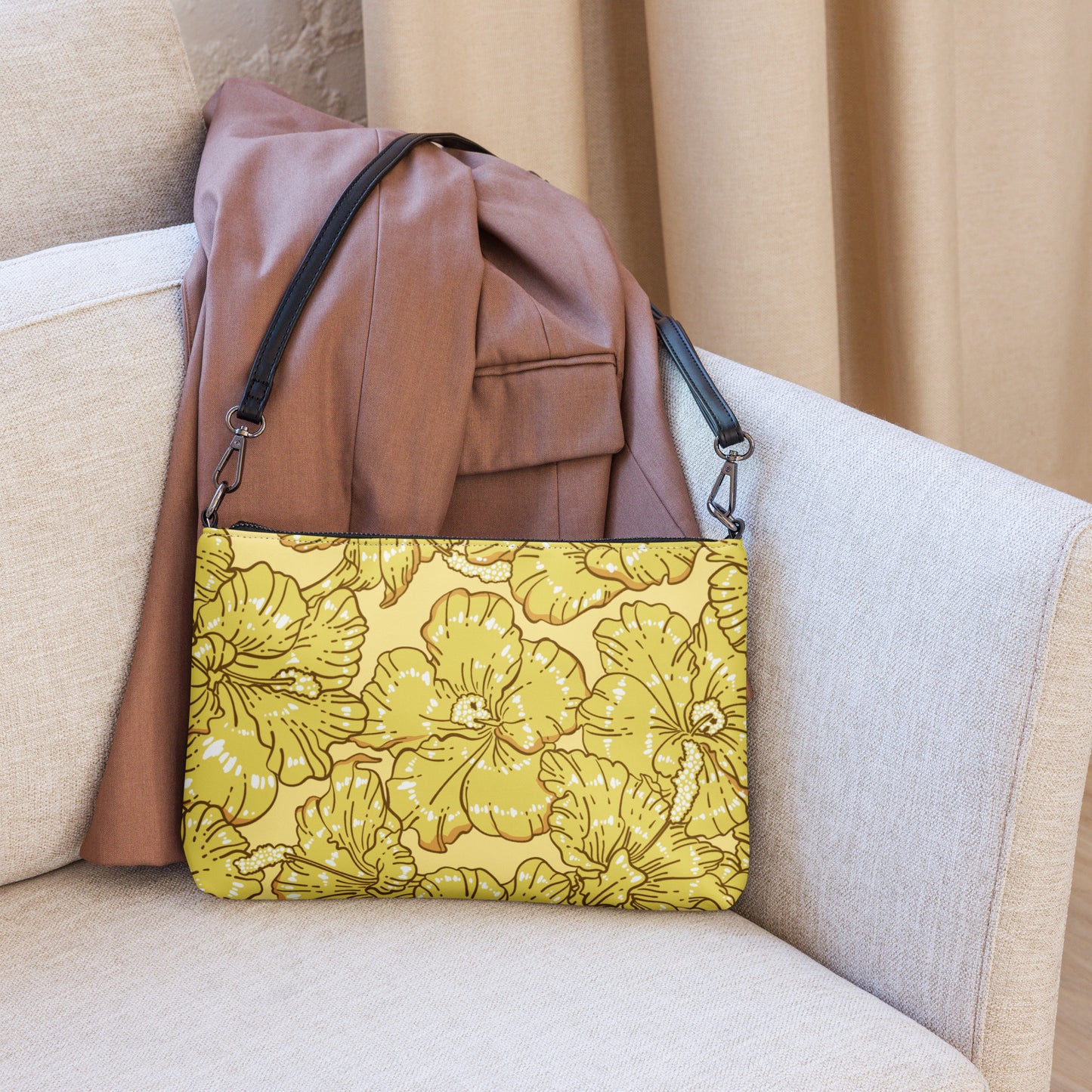 Gold Hibiscus Crossbody Bag