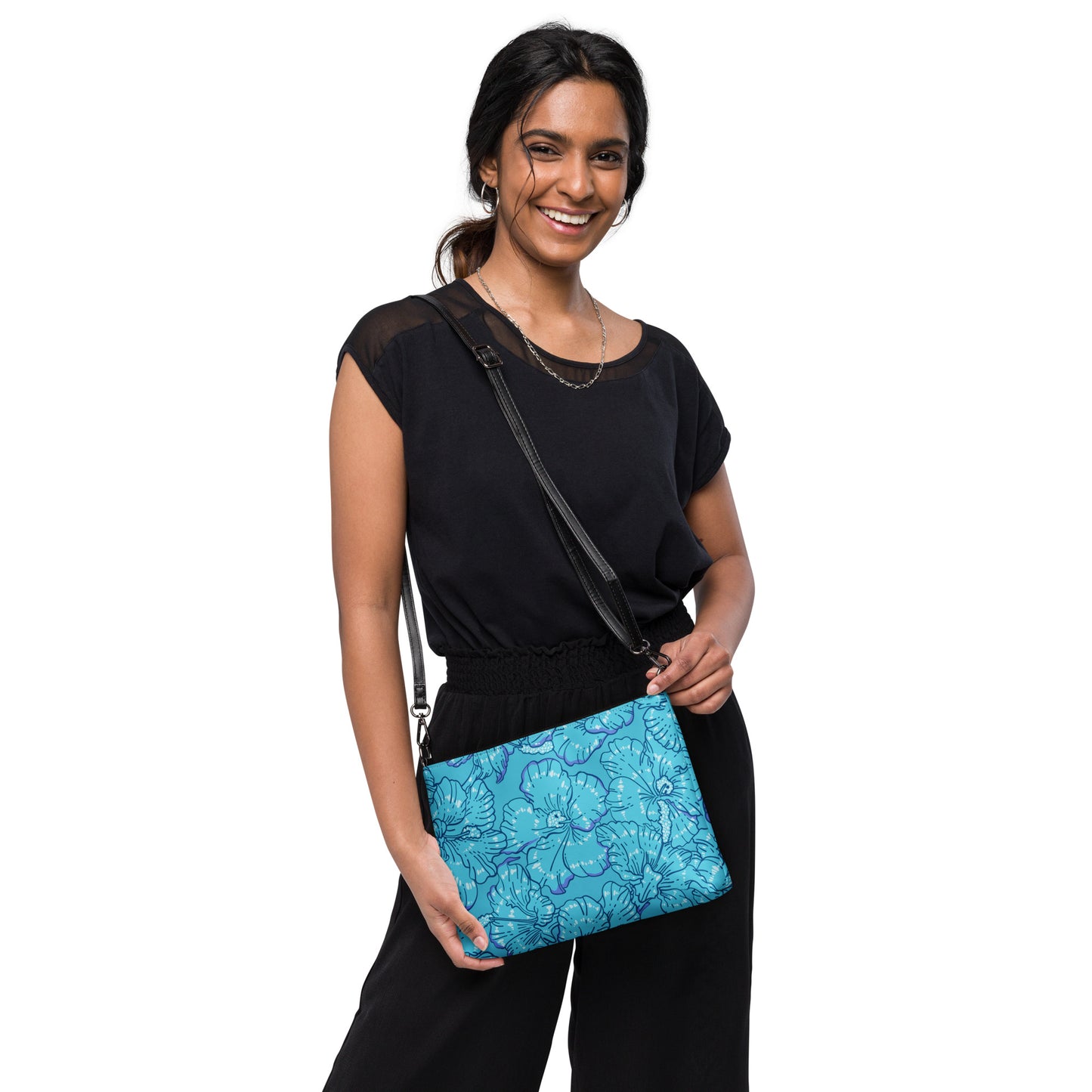 Blue Hibiscus Crossbody Bag