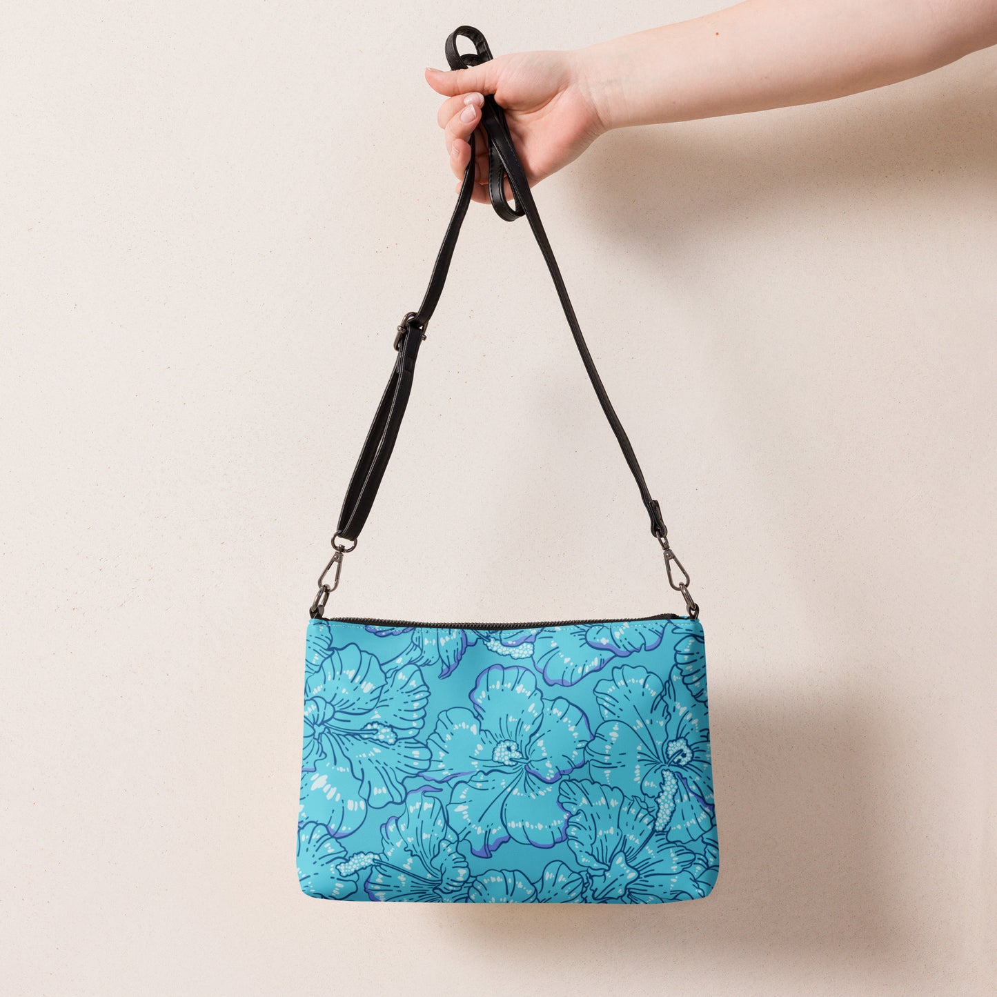 Blue Hibiscus Crossbody Bag