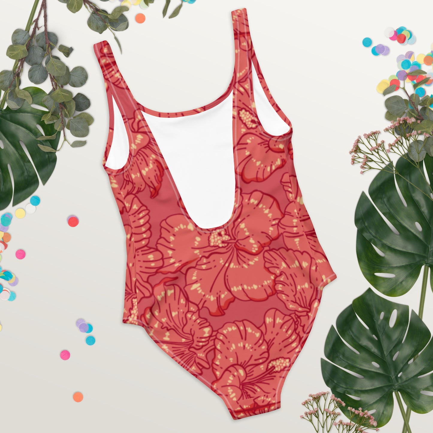 Red Hibiscus One-Piece Swimsuit