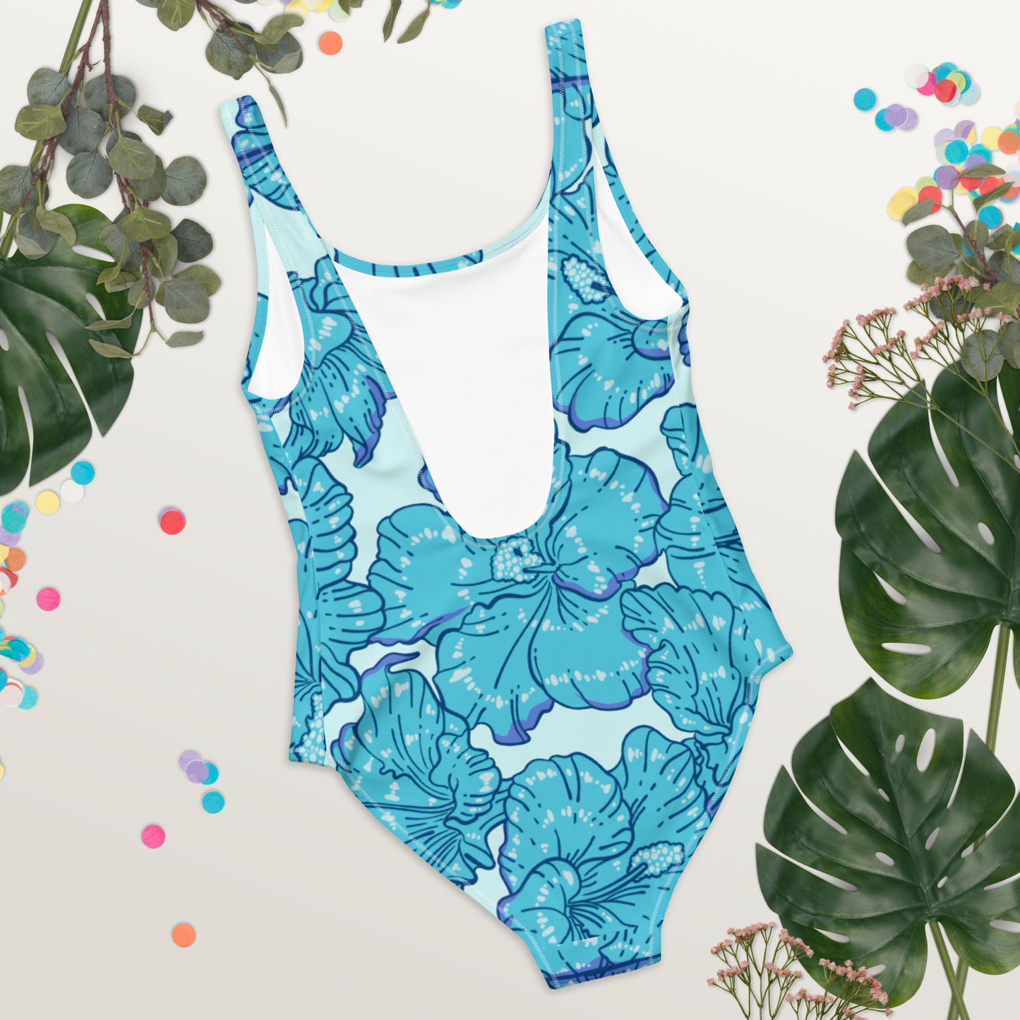 Blue Hibiscus One-Piece Swimsuit