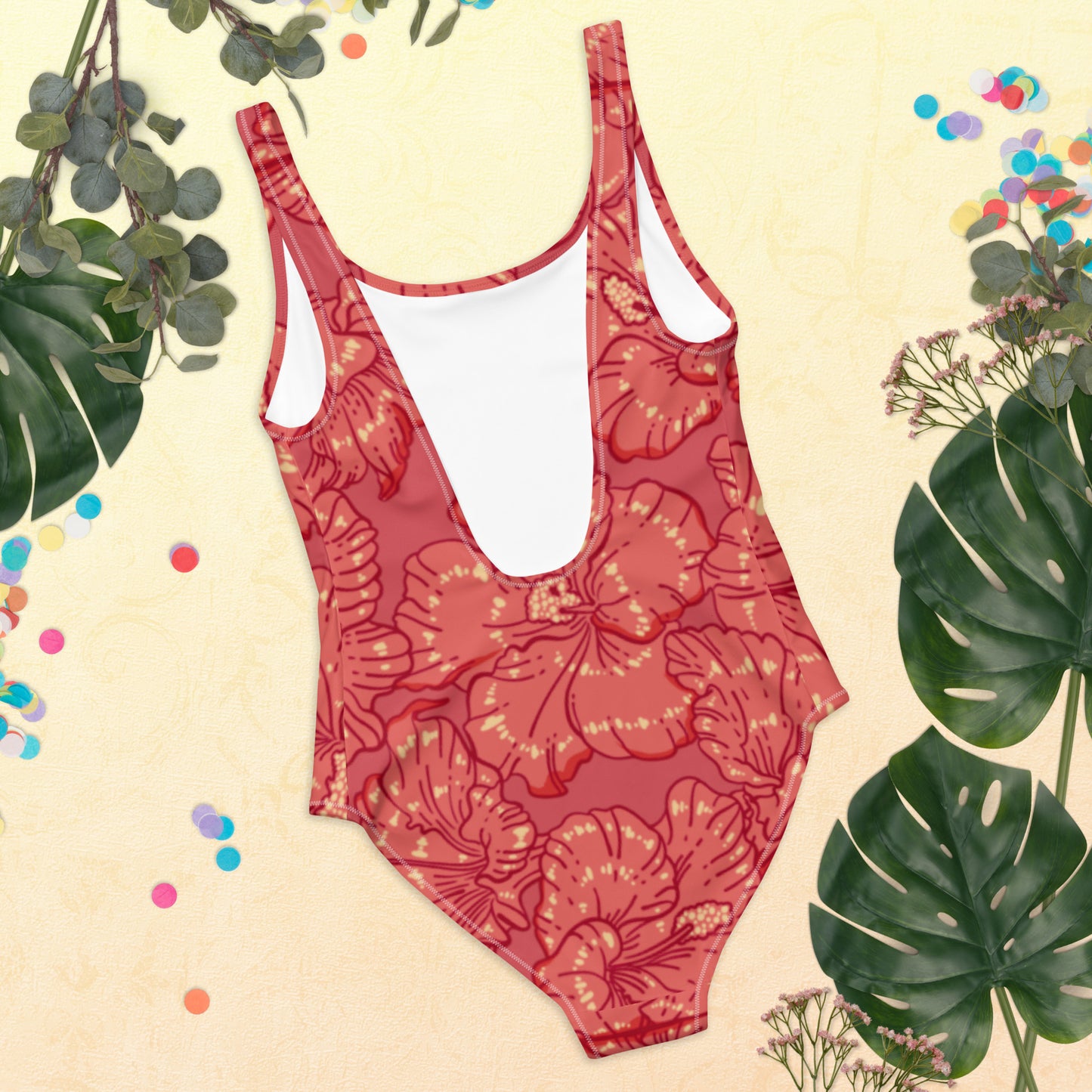 Red Hibiscus One-Piece Swimsuit