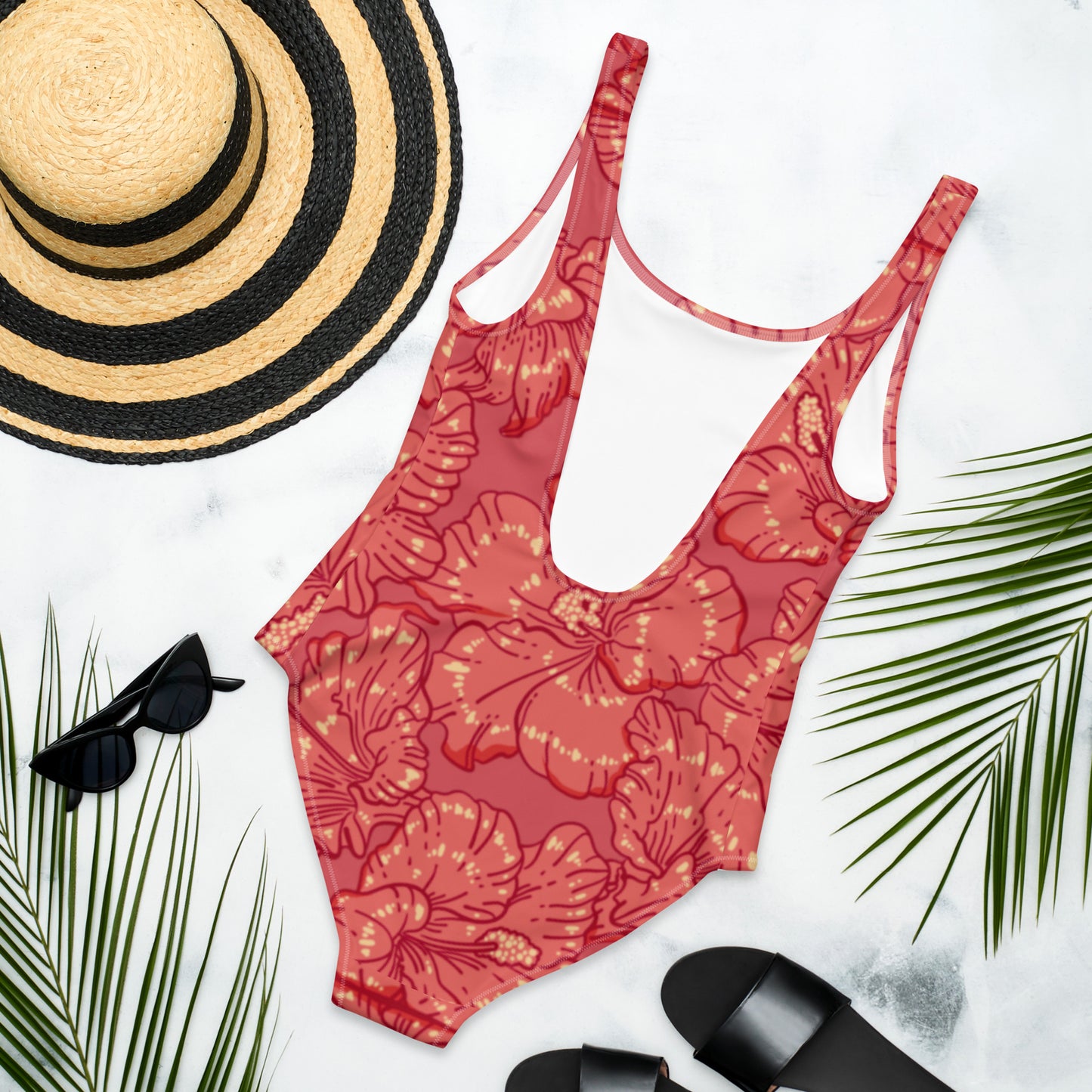 Red Hibiscus One-Piece Swimsuit