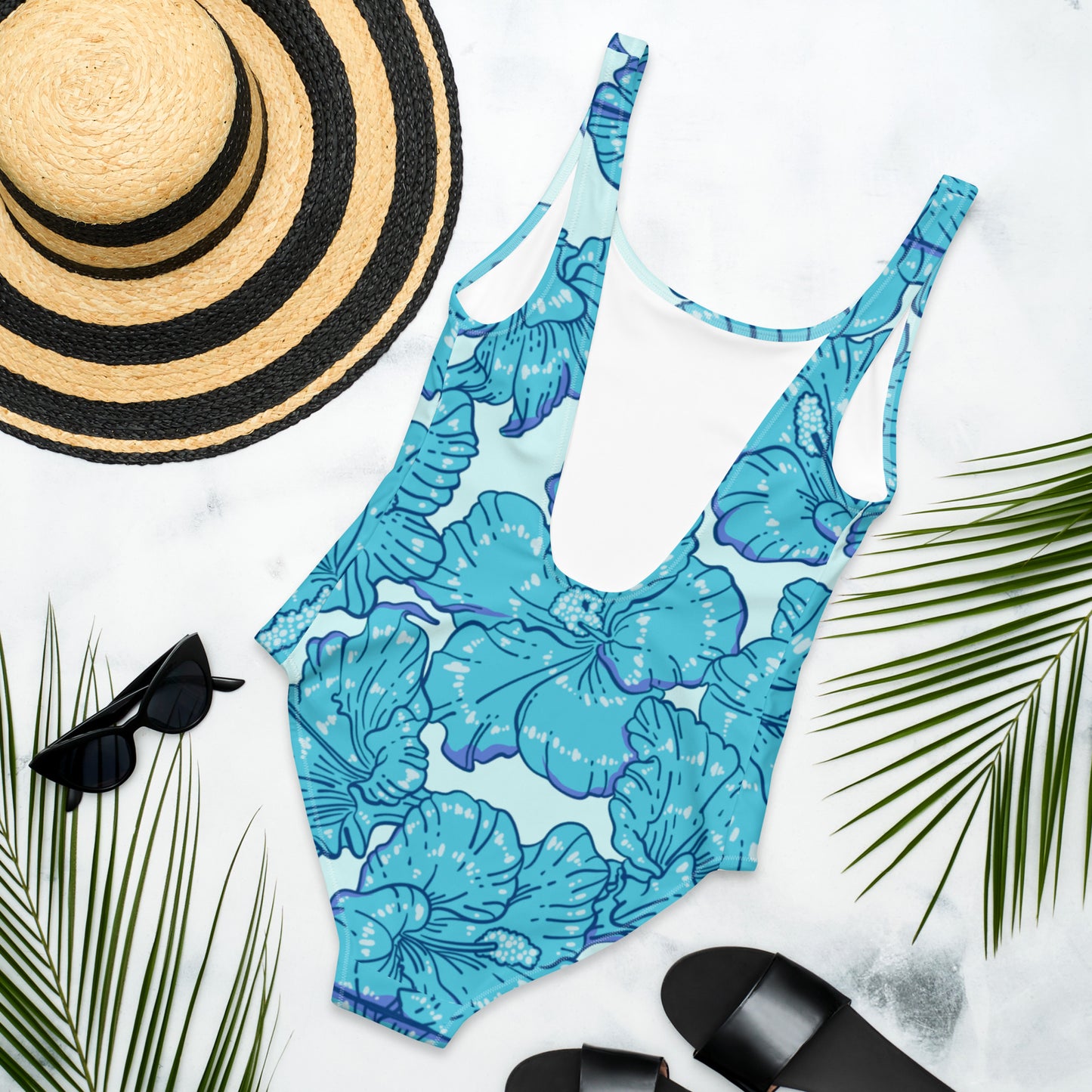 Blue Hibiscus One-Piece Swimsuit