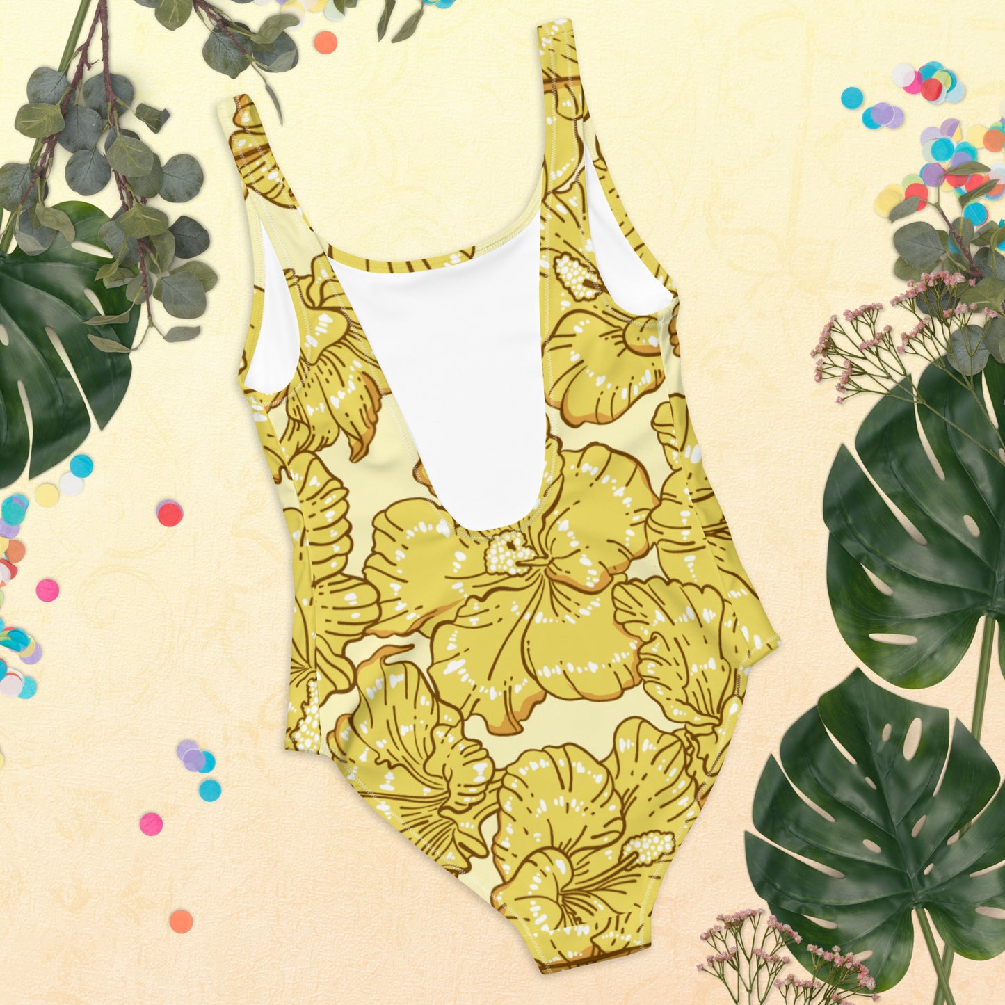 Gold Hibiscus One-Piece Swimsuit