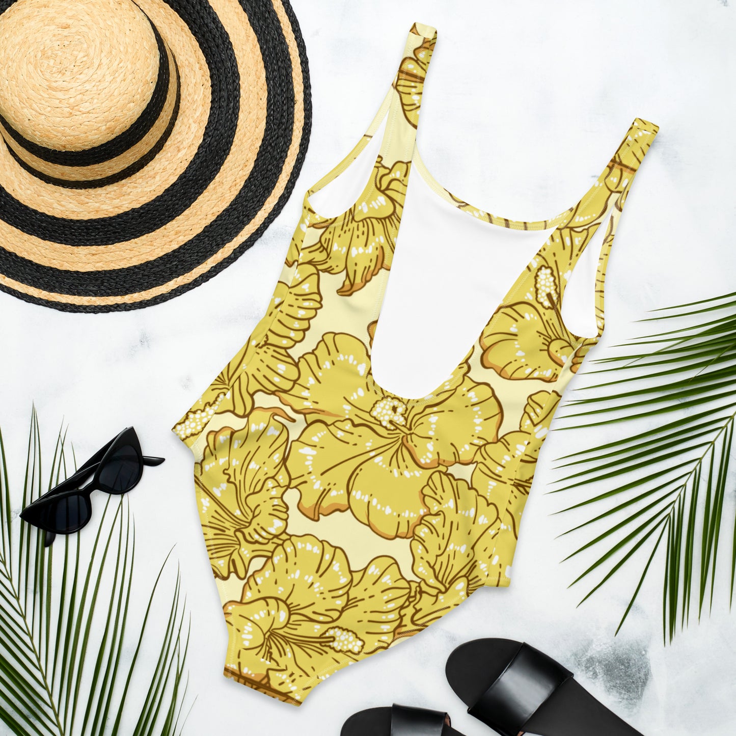 Gold Hibiscus One-Piece Swimsuit