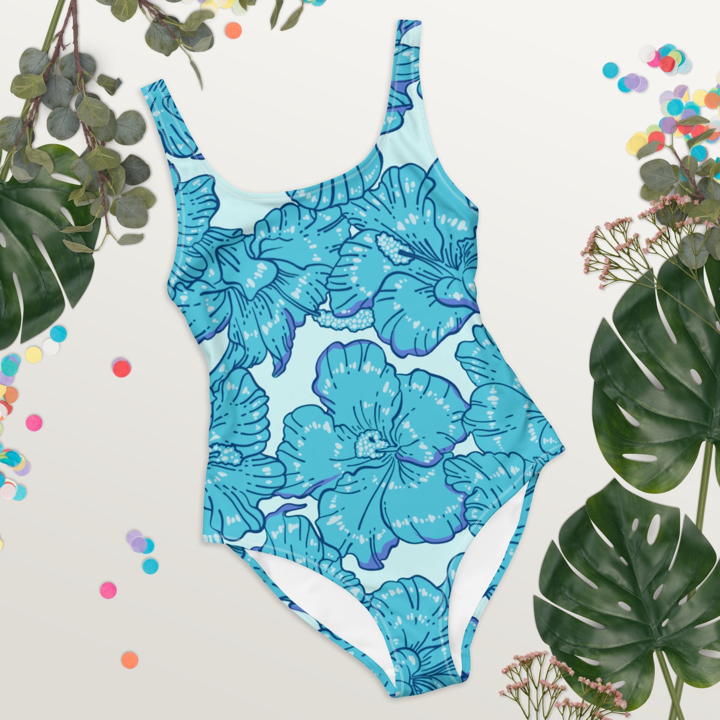 Blue Hibiscus One-Piece Swimsuit