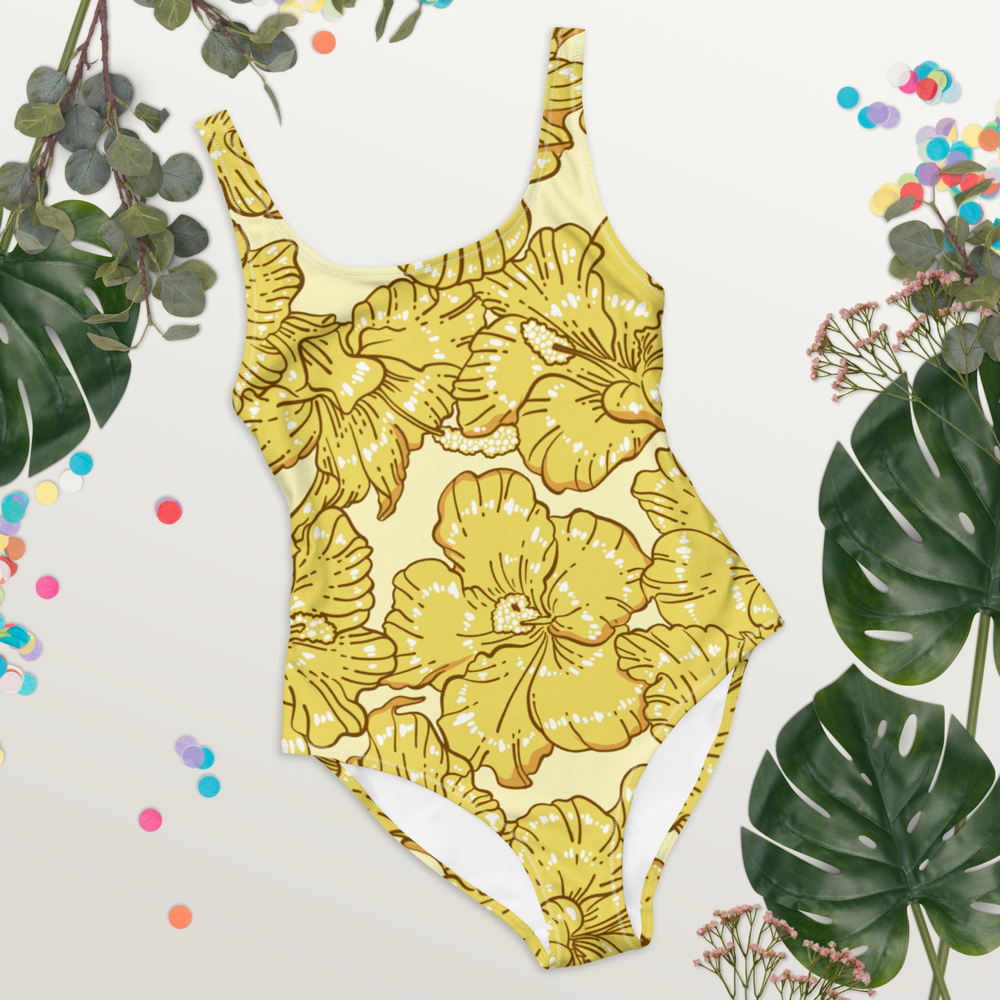 Gold Hibiscus One-Piece Swimsuit