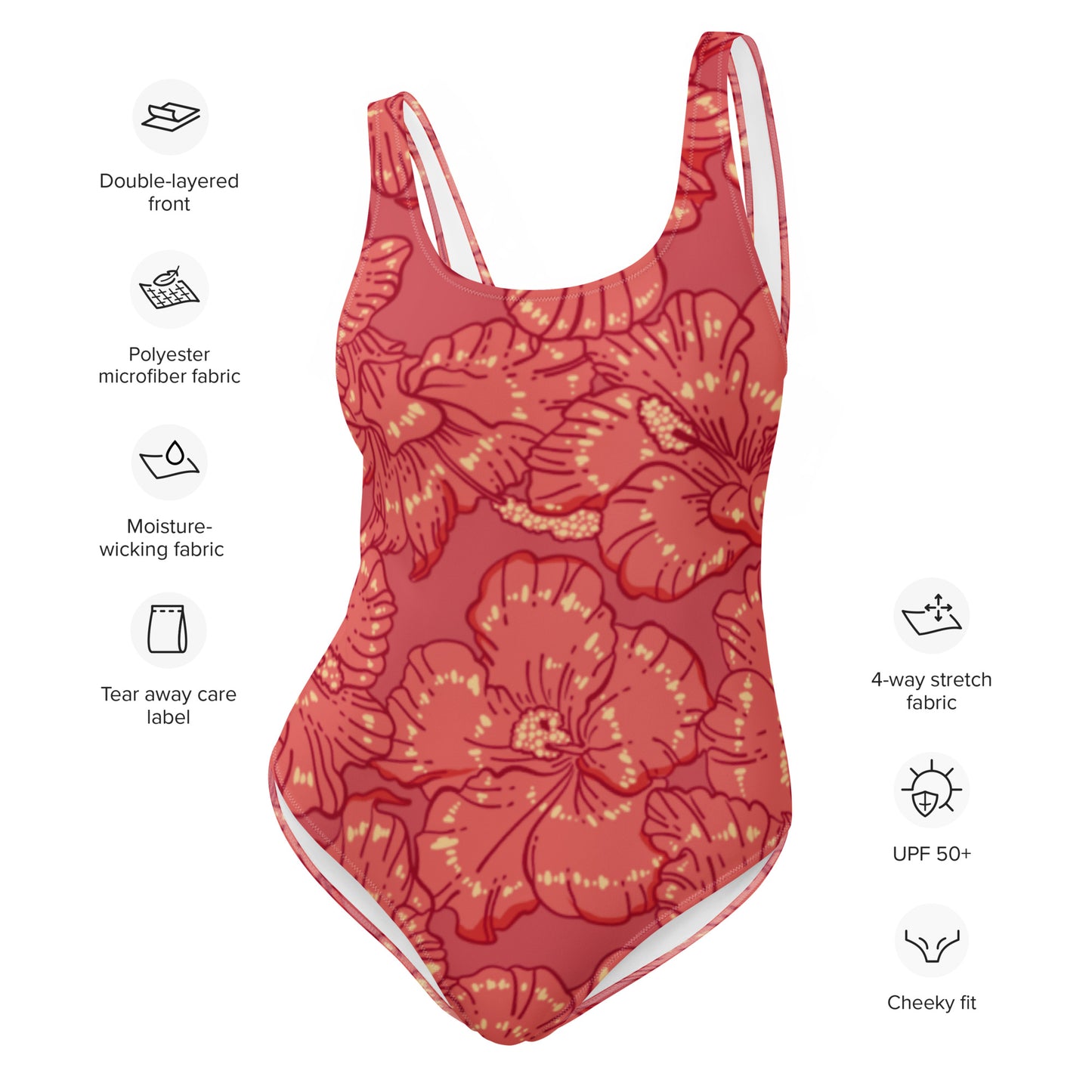 Red Hibiscus One-Piece Swimsuit