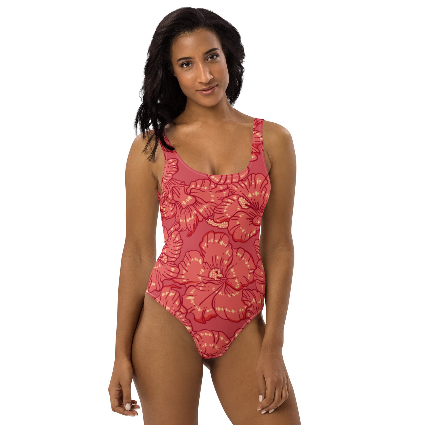 Red Hibiscus One-Piece Swimsuit