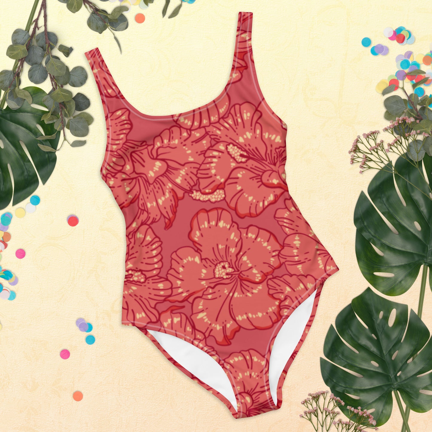 Red Hibiscus One-Piece Swimsuit