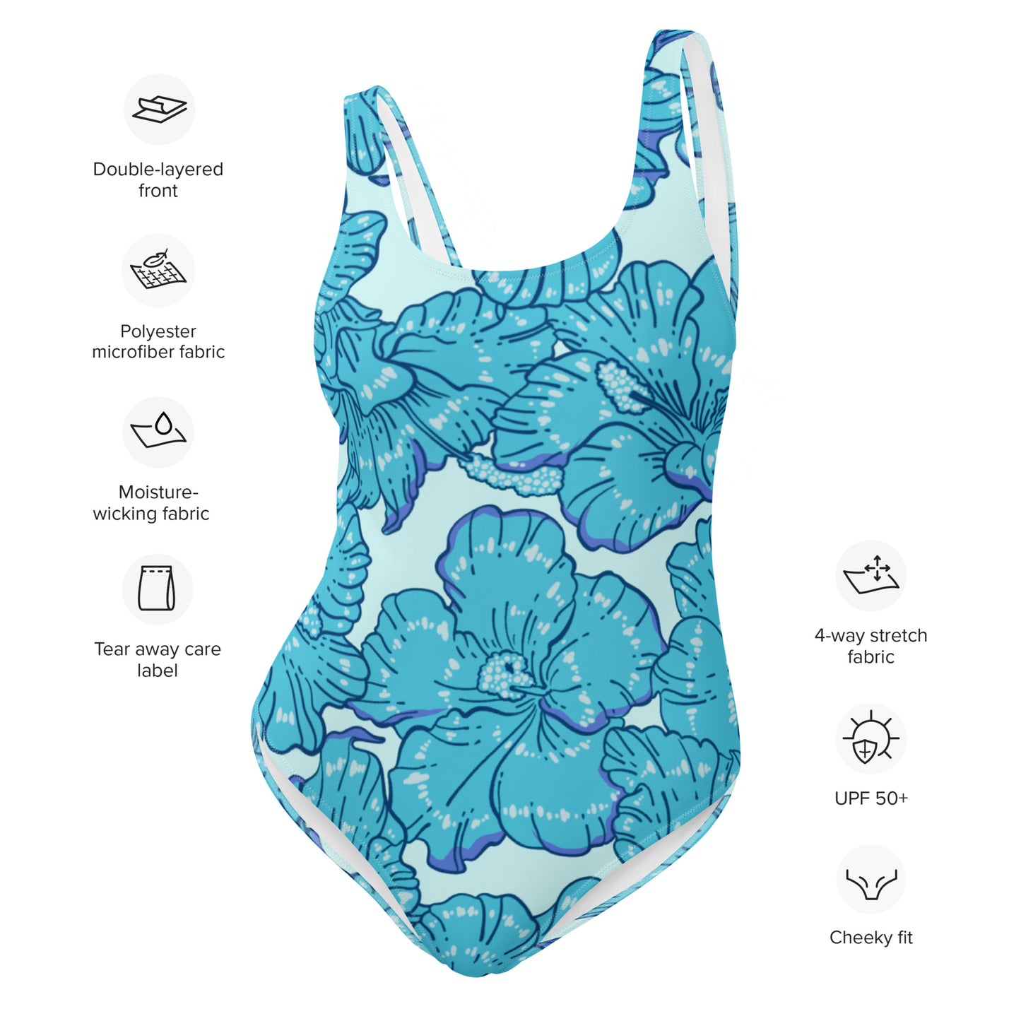 Blue Hibiscus One-Piece Swimsuit