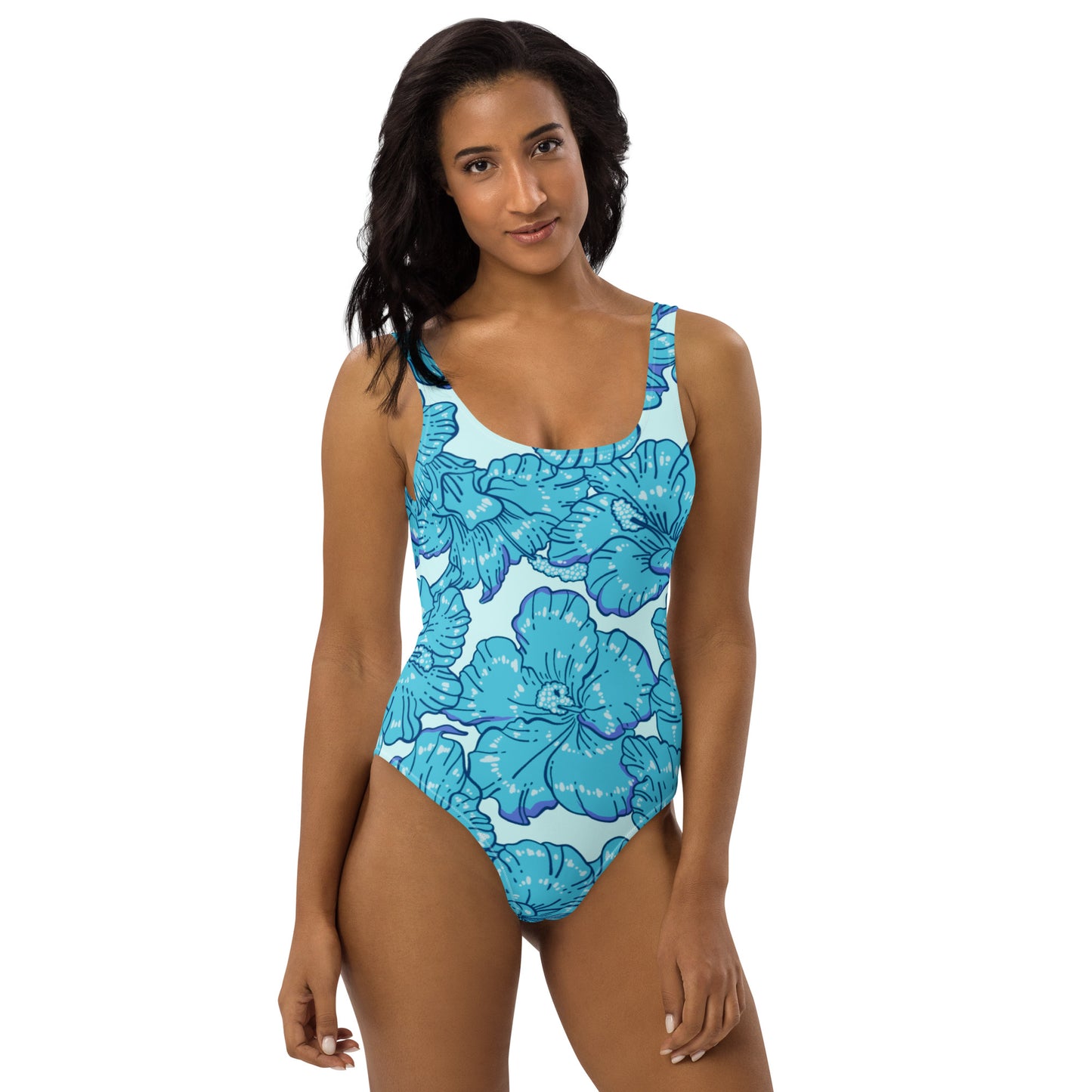 Blue Hibiscus One-Piece Swimsuit