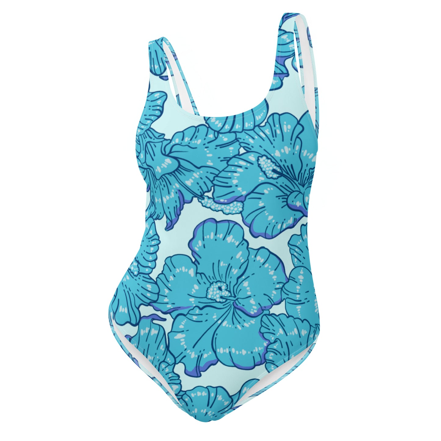 Blue Hibiscus One-Piece Swimsuit