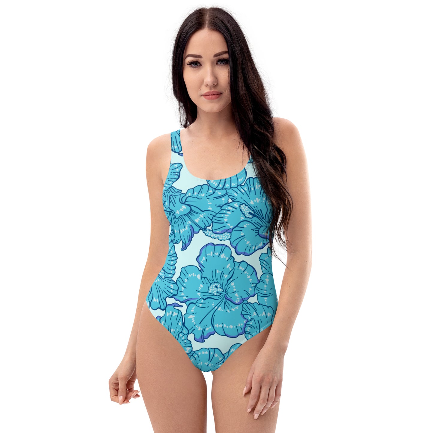 Blue Hibiscus One-Piece Swimsuit