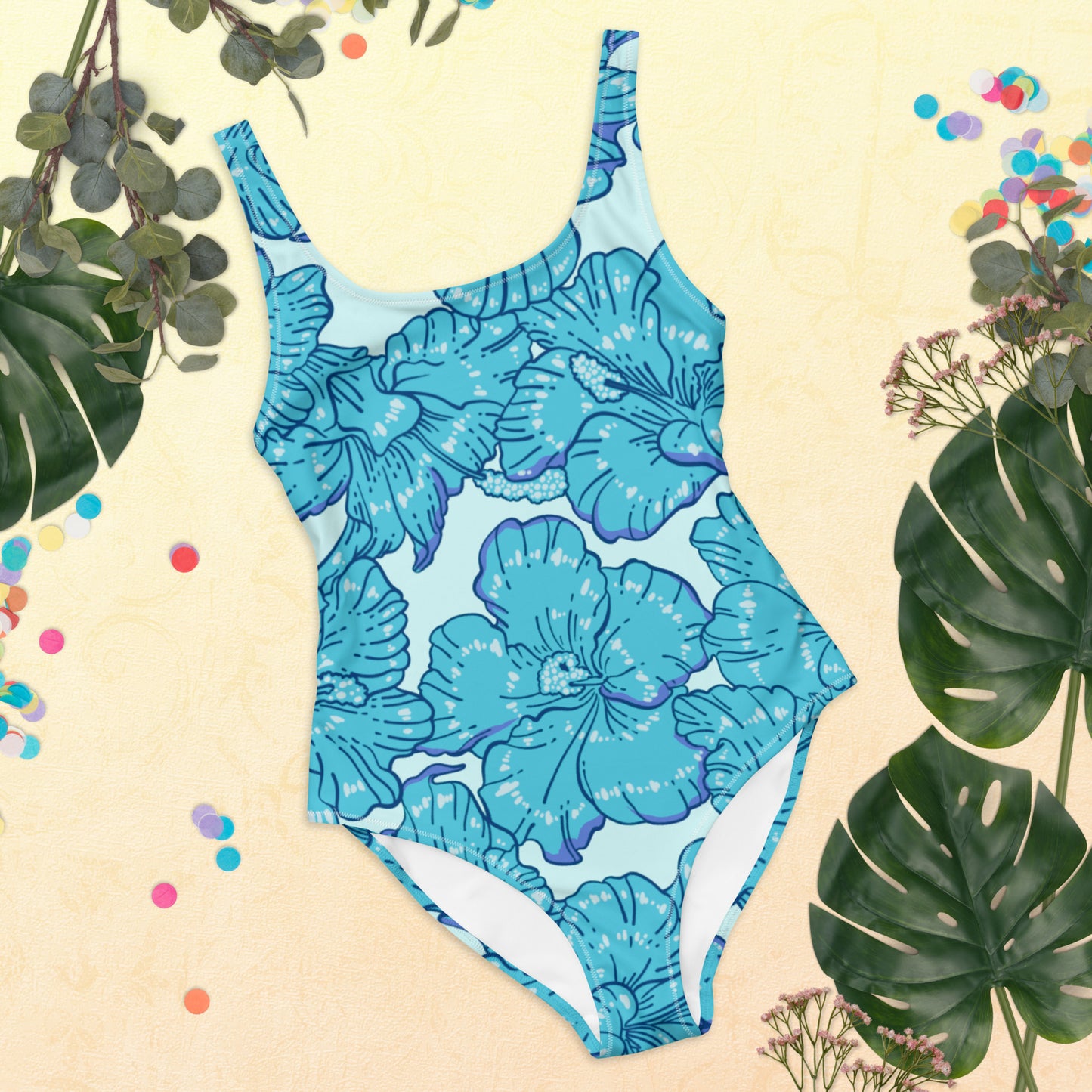 Blue Hibiscus One-Piece Swimsuit