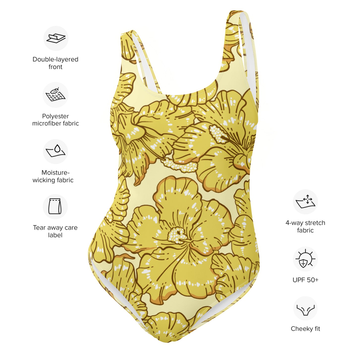 Gold Hibiscus One-Piece Swimsuit