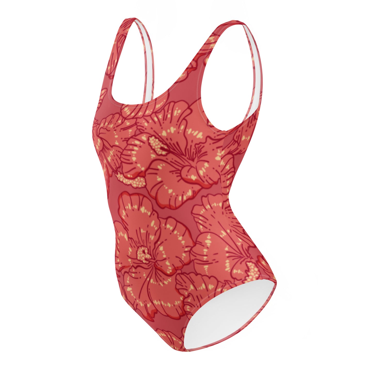 Red Hibiscus One-Piece Swimsuit