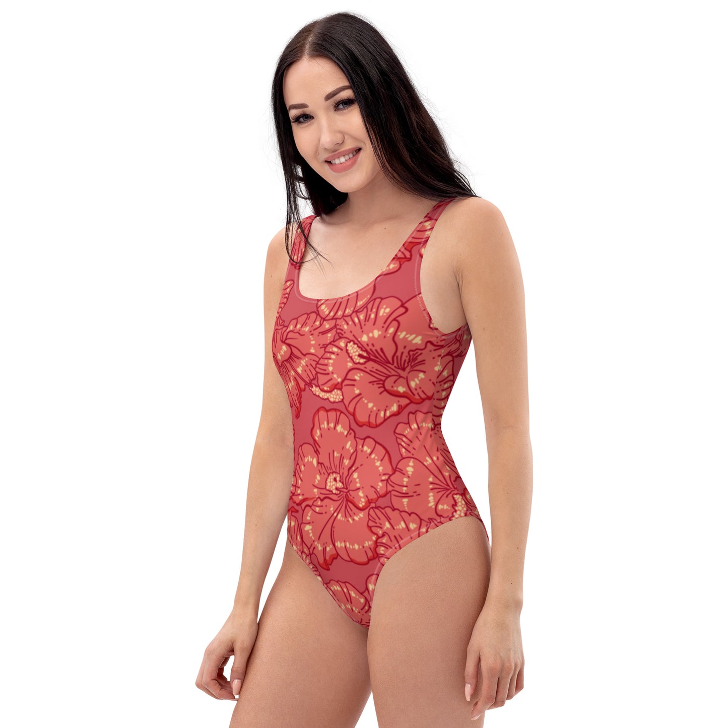 Red Hibiscus One-Piece Swimsuit