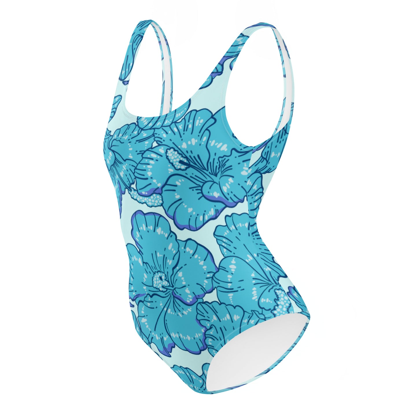 Blue Hibiscus One-Piece Swimsuit