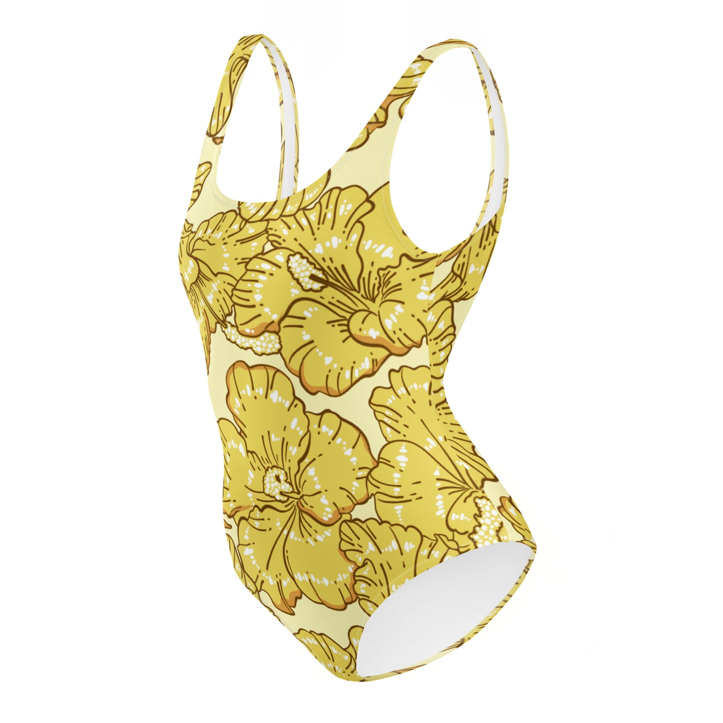 Gold Hibiscus One-Piece Swimsuit