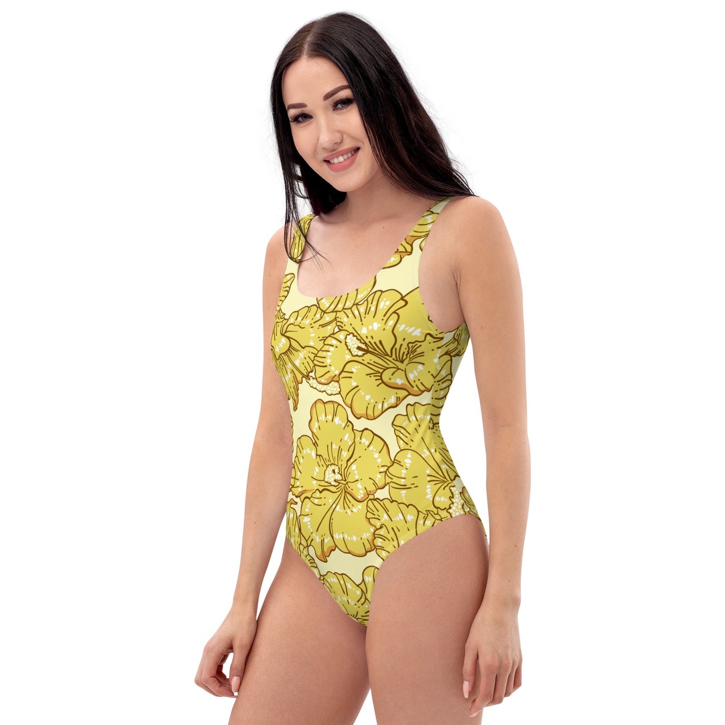 Gold Hibiscus One-Piece Swimsuit