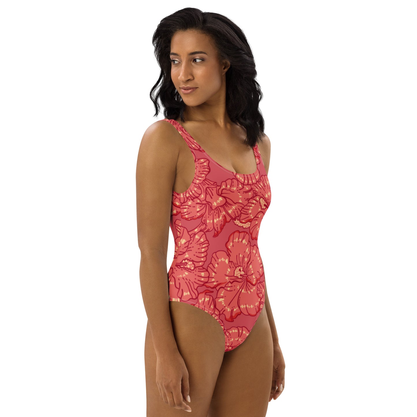 Red Hibiscus One-Piece Swimsuit