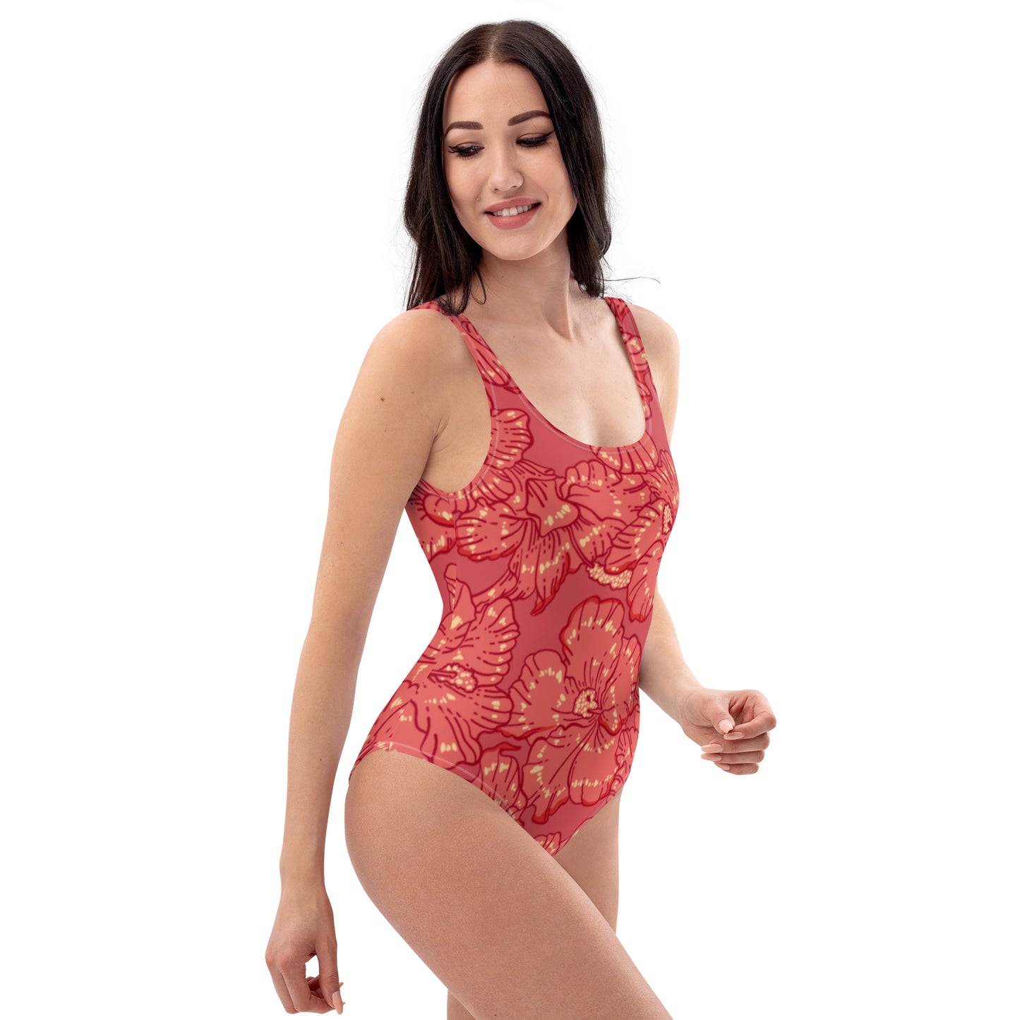 Red Hibiscus One-Piece Swimsuit