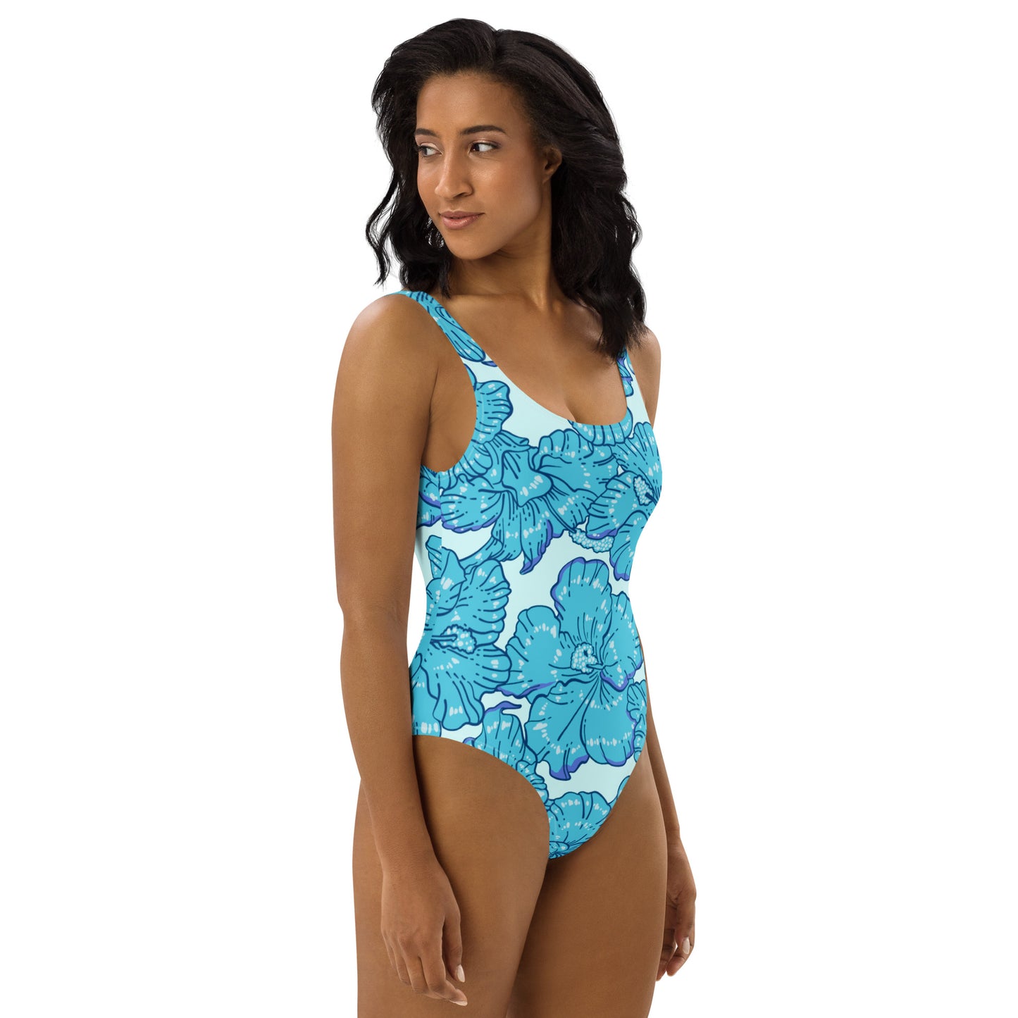 Blue Hibiscus One-Piece Swimsuit