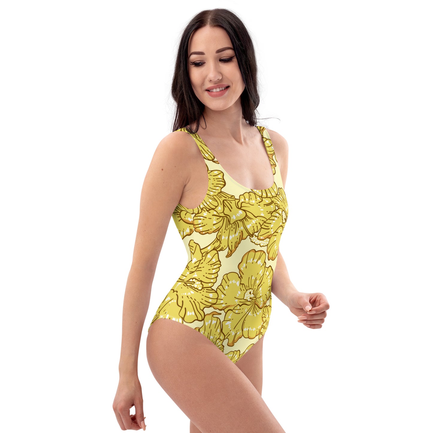 Gold Hibiscus One-Piece Swimsuit