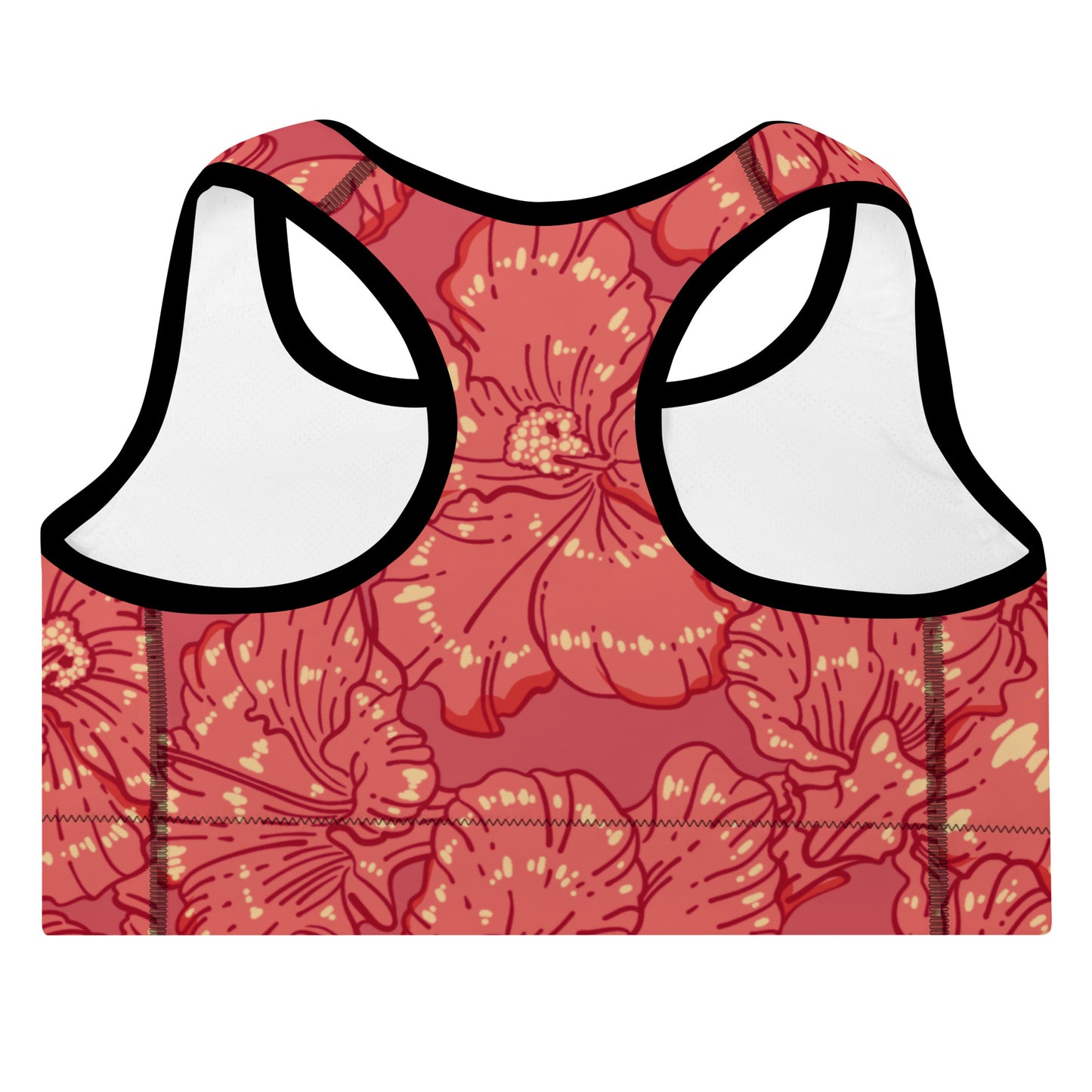 Red Hibiscus Padded Sports Bra