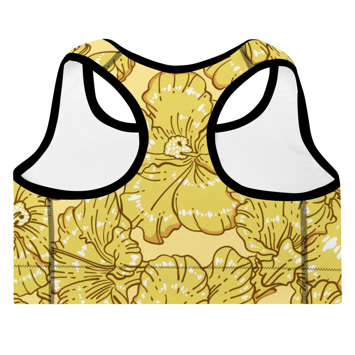 Gold Hibiscus Padded Sports Bra