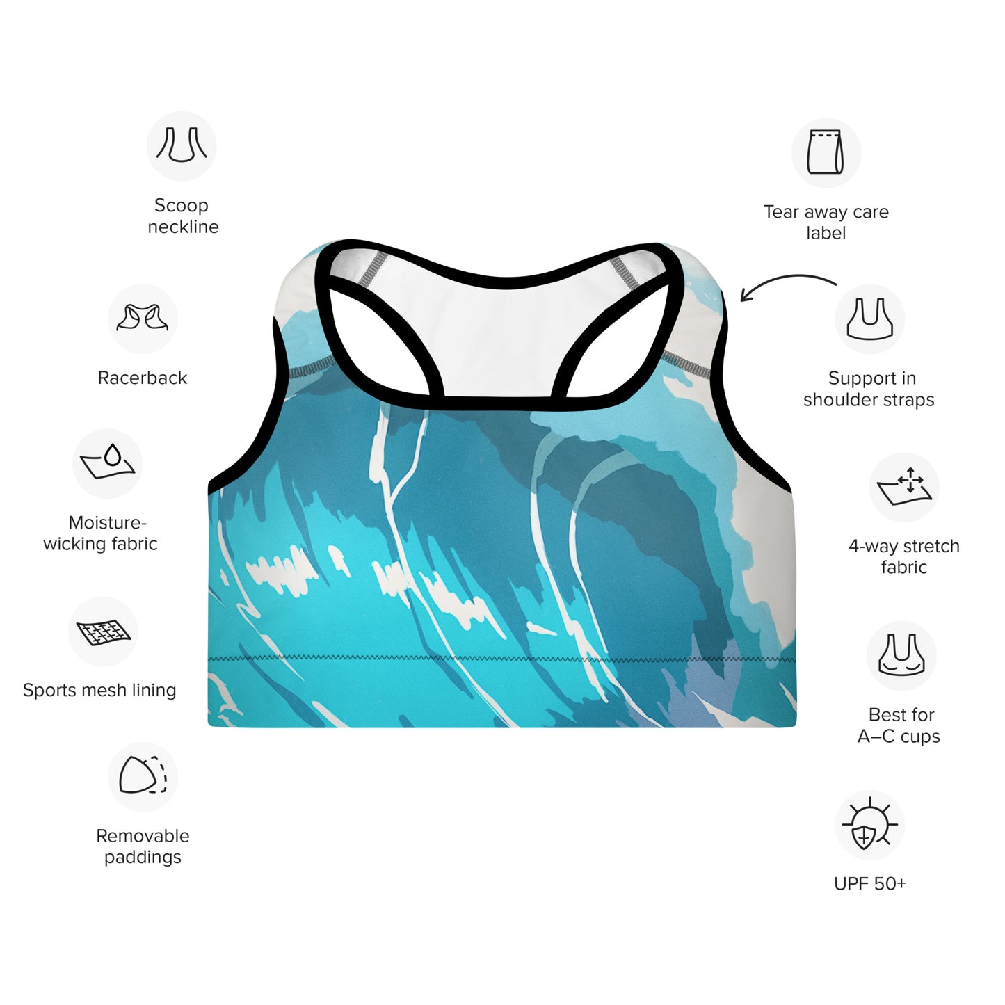 Ocean Wave Padded Sports Bra