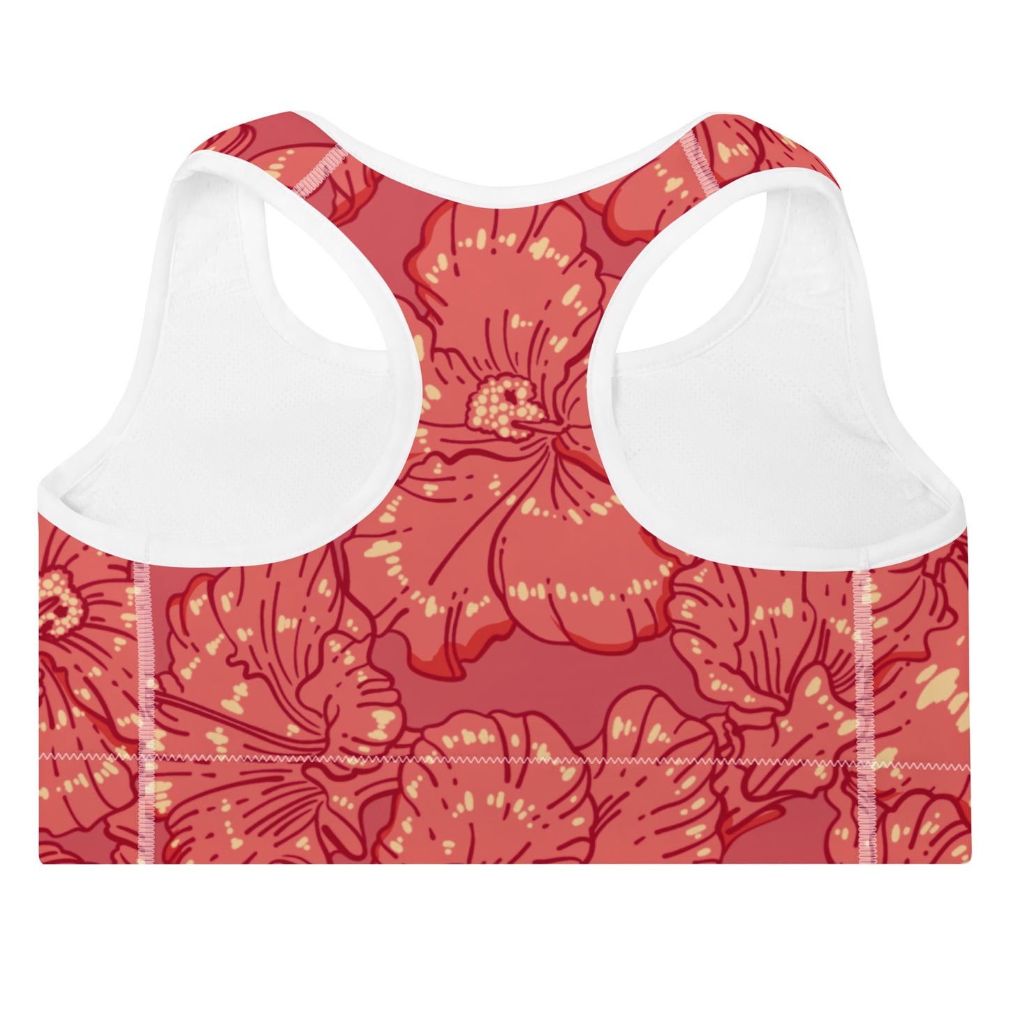 Red Hibiscus Padded Sports Bra