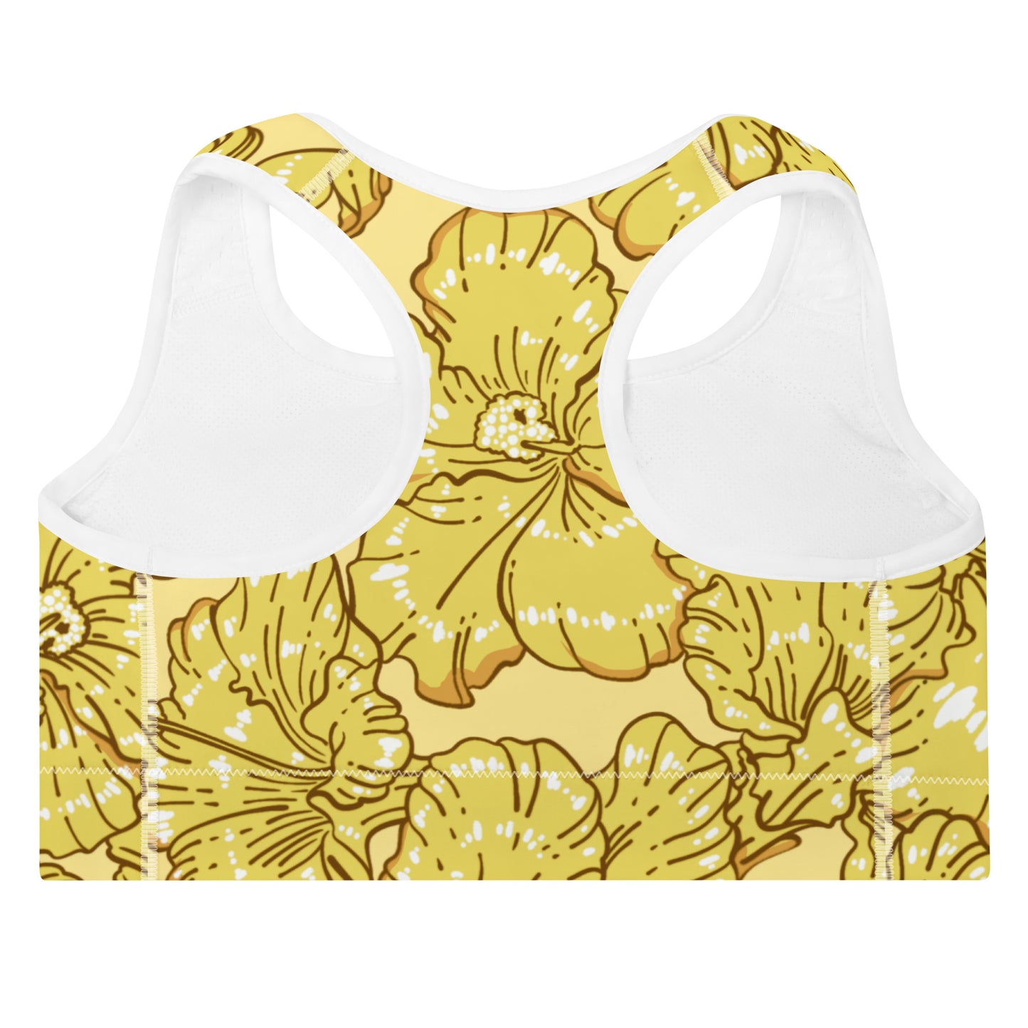 Gold Hibiscus Padded Sports Bra