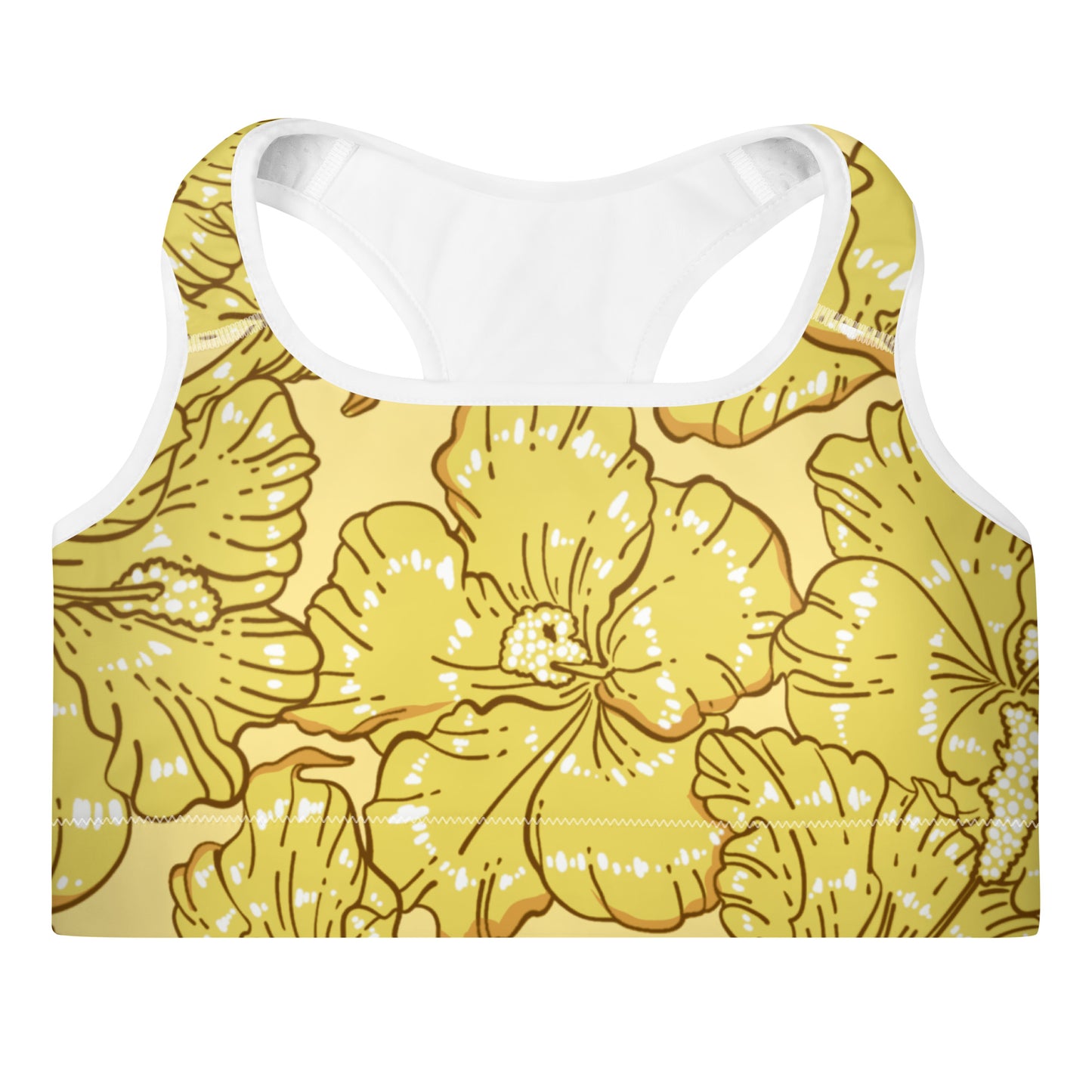 Gold Hibiscus Padded Sports Bra