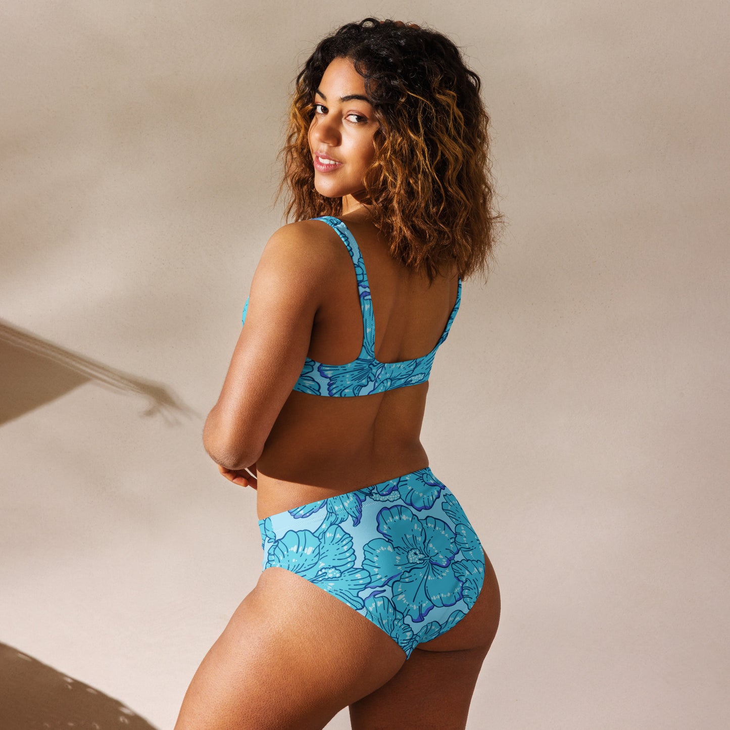 Blue Hibiscus Recycled High-Waisted Bikini